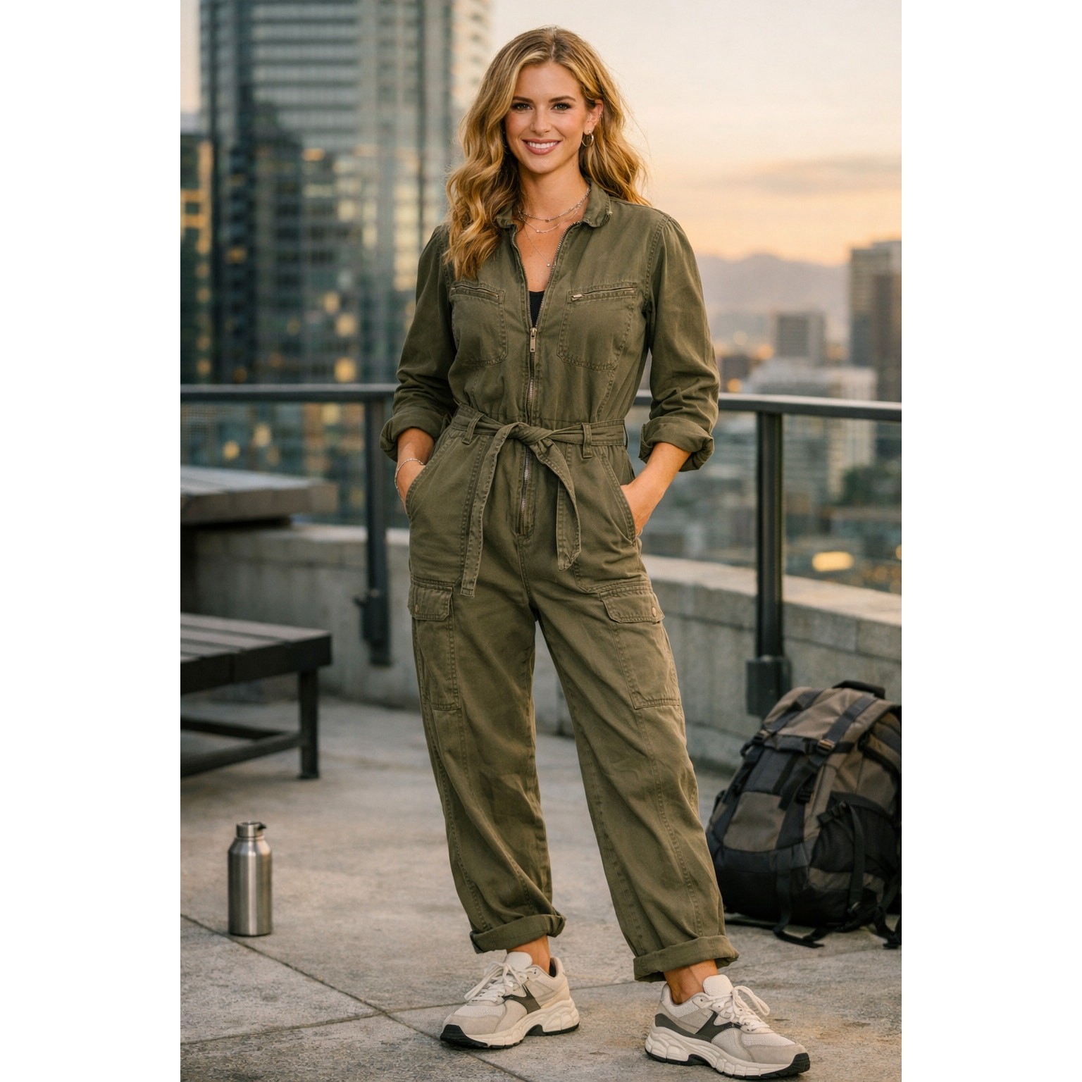 Old Navy Utility Jumpsuit M Army Green Gorpcore Streetwear EUC