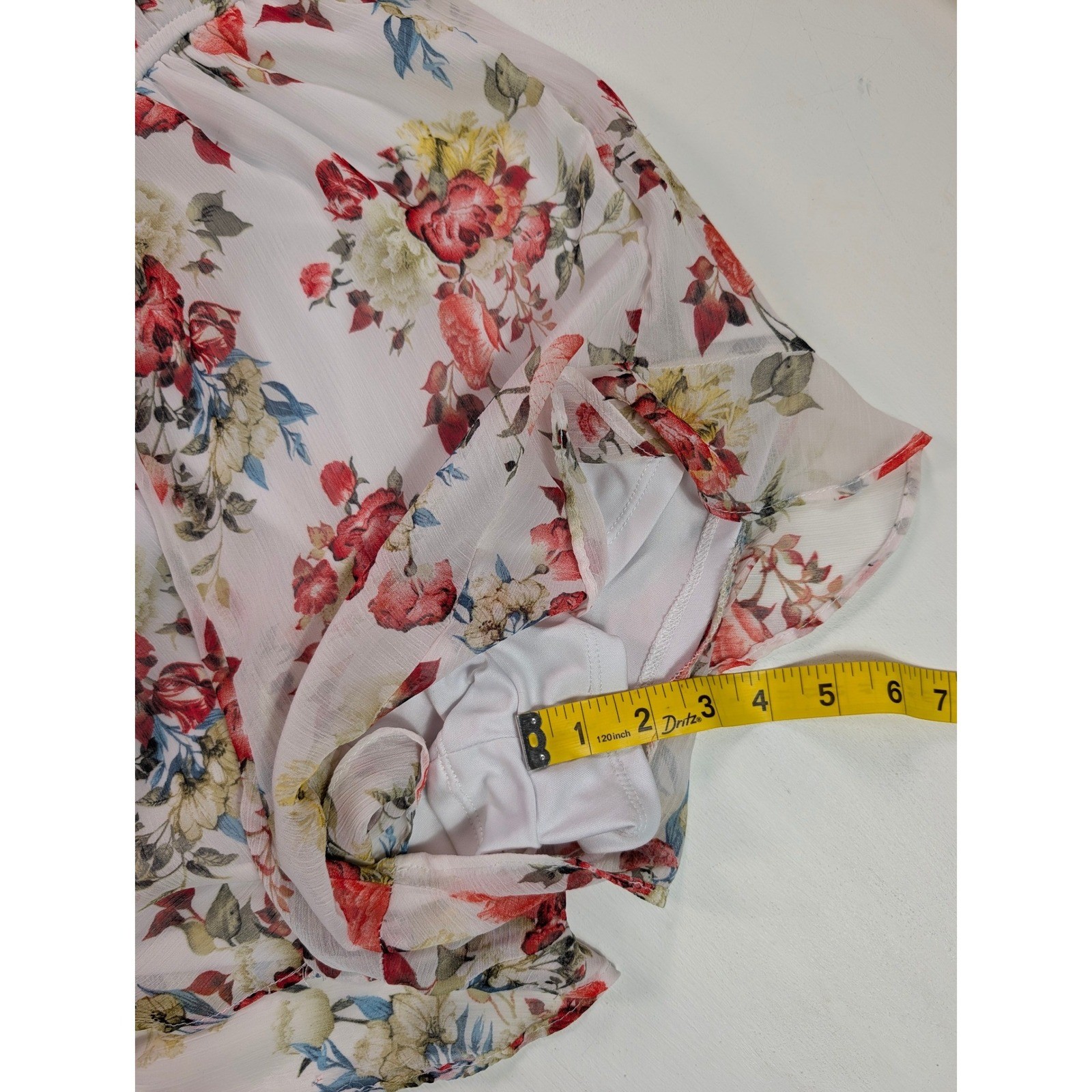 Disney Beauty and the Beast Floral Romper White Rose Lace Up Long Sleeve Small