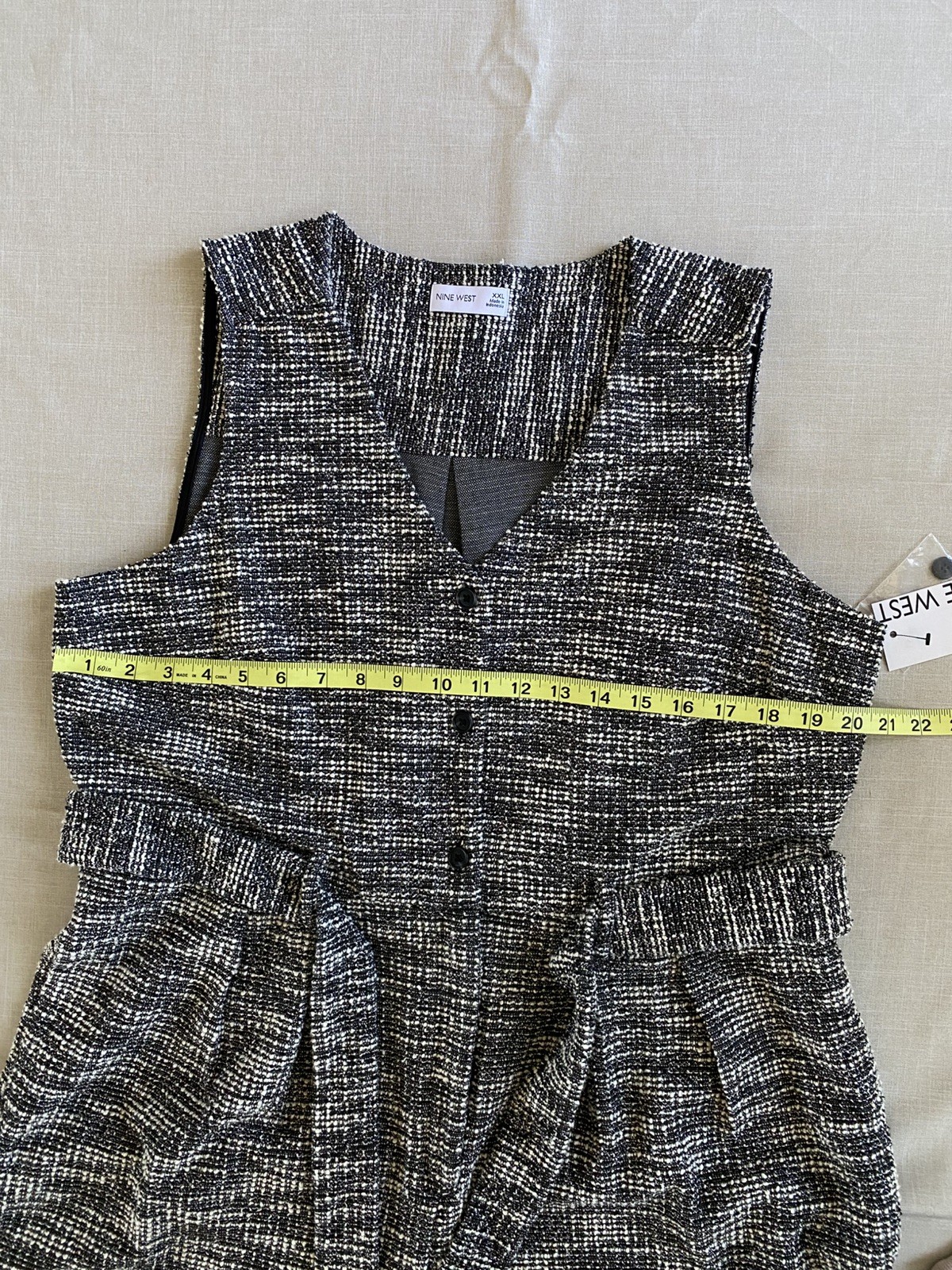 Nine West Black Knit Tweed Wide Leg Jumpsuit Romper Crop Classic Size XXL NWT