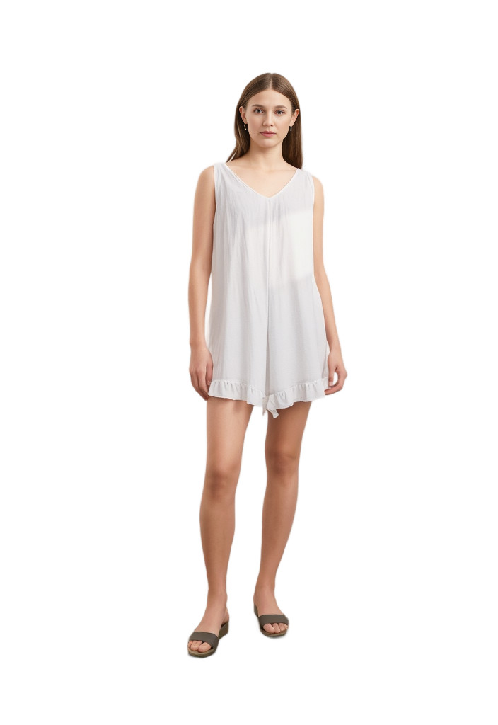 Teen Romper Love Cameron Juniors White Strappy Sleeve Tie Back Romper Size S