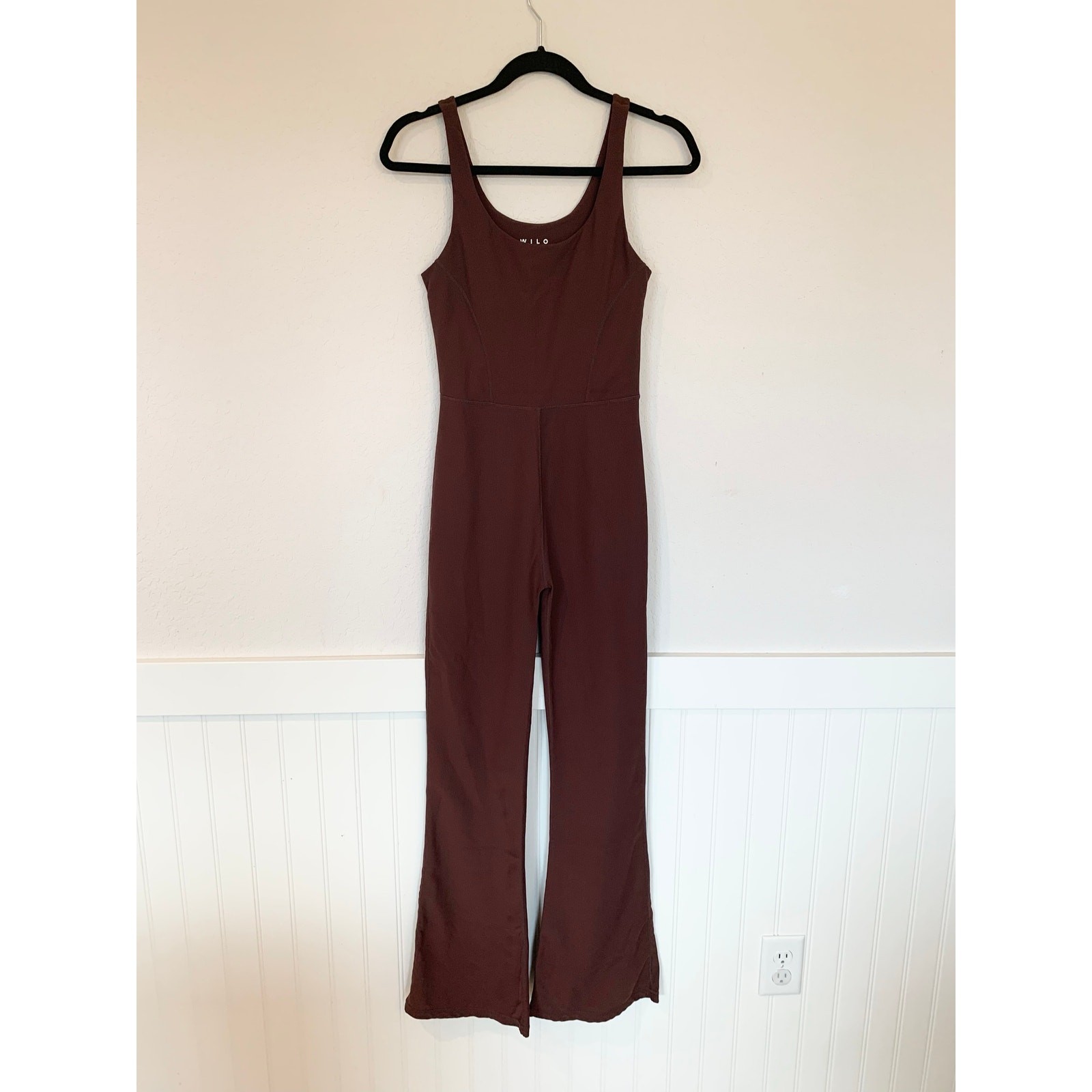 Wilo Brown Jumpsuit One Piece Bootleg Romper Athleisure Medium