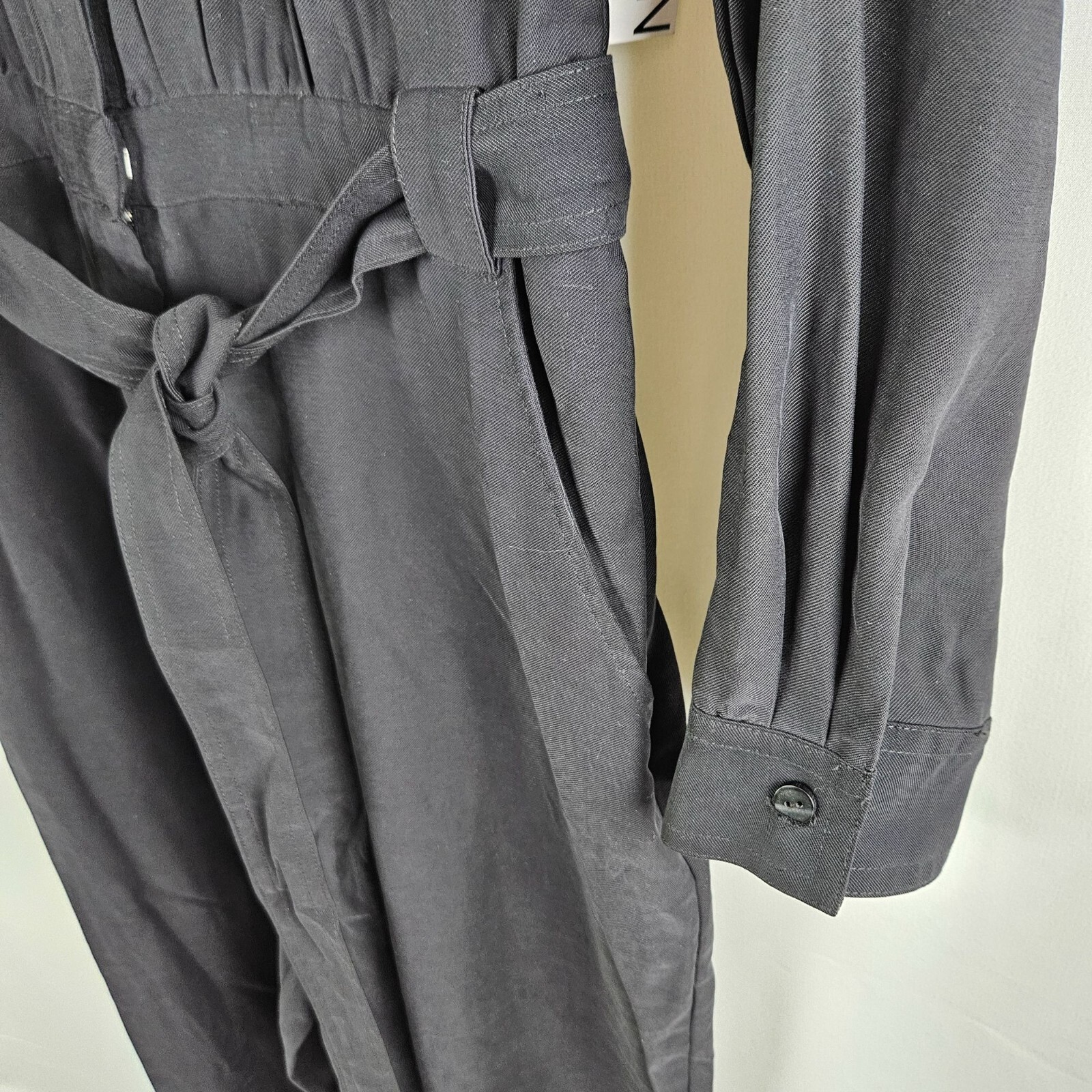 Nine West Black Belted Utility Jumpsuit Long Sleeve Medium Pockets NWT