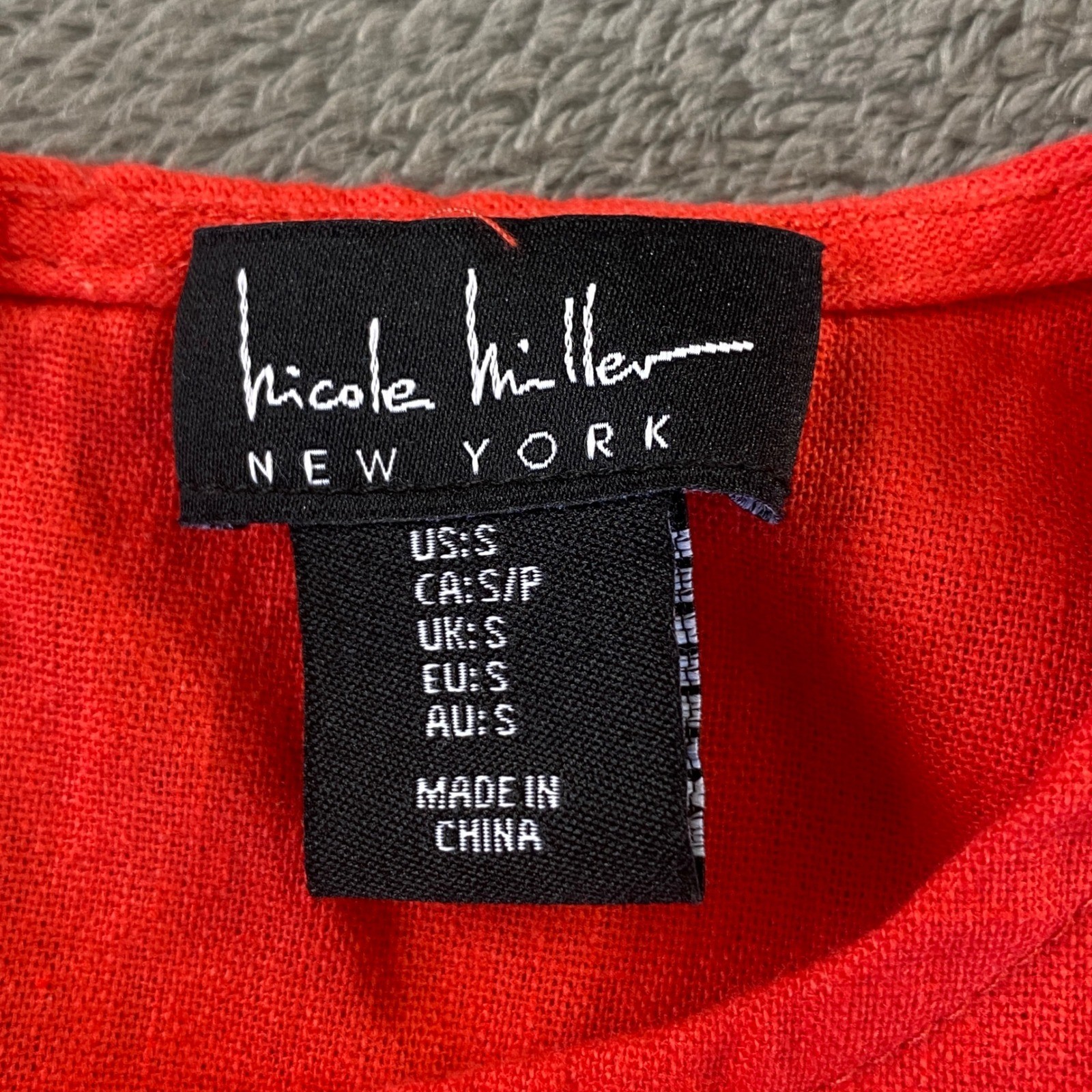 Nicole Miller Jumpsuit Women 8 Red Wide Leg Sleeveless Tie Waist Linen Blend