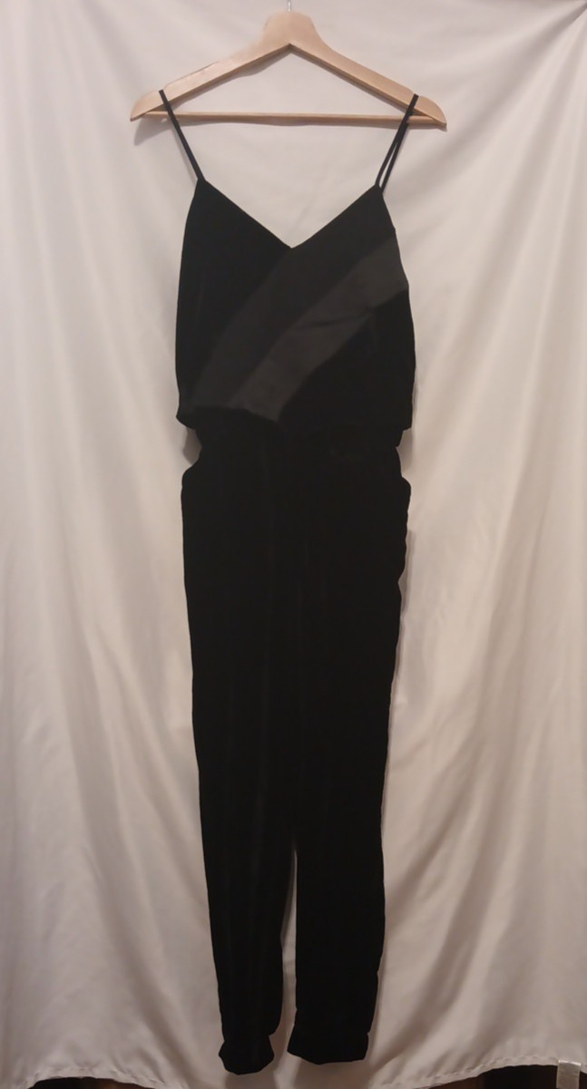 PARKER Frida Combo Strapless Cropped Jumpsuit Women 00 Black Spaghetti Strap