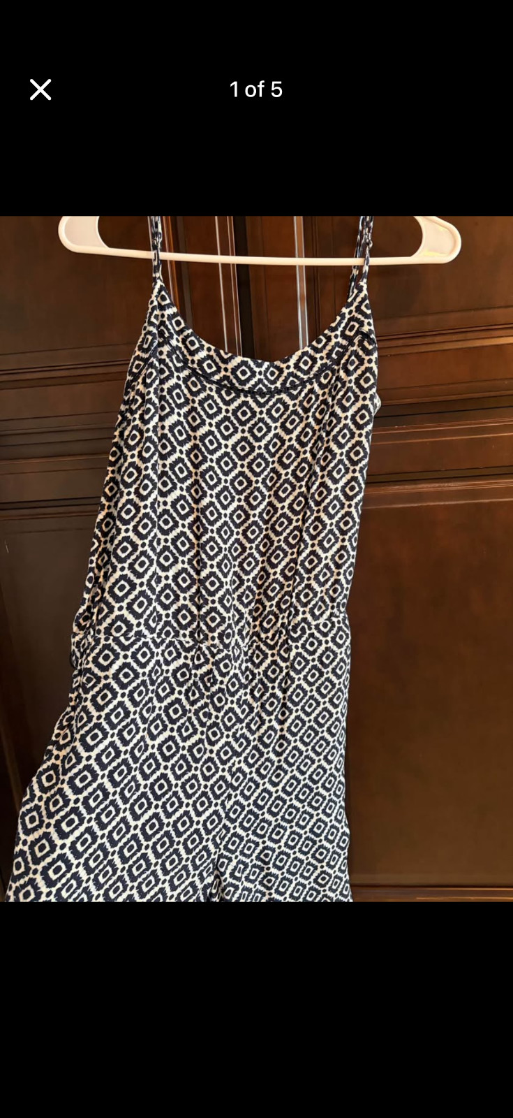 Jumpsuit Loft summer spaghetti straps lightweight blue and white Size small