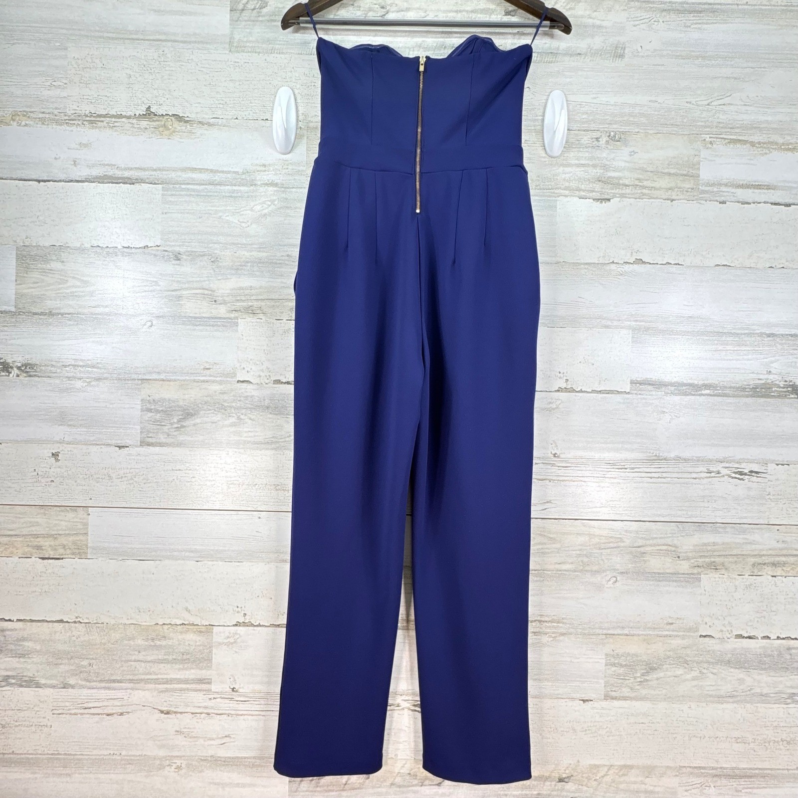 Express Royal Blue Strapless Sweetheart Neckline Jumpsuit Size 2 Pockets Evening