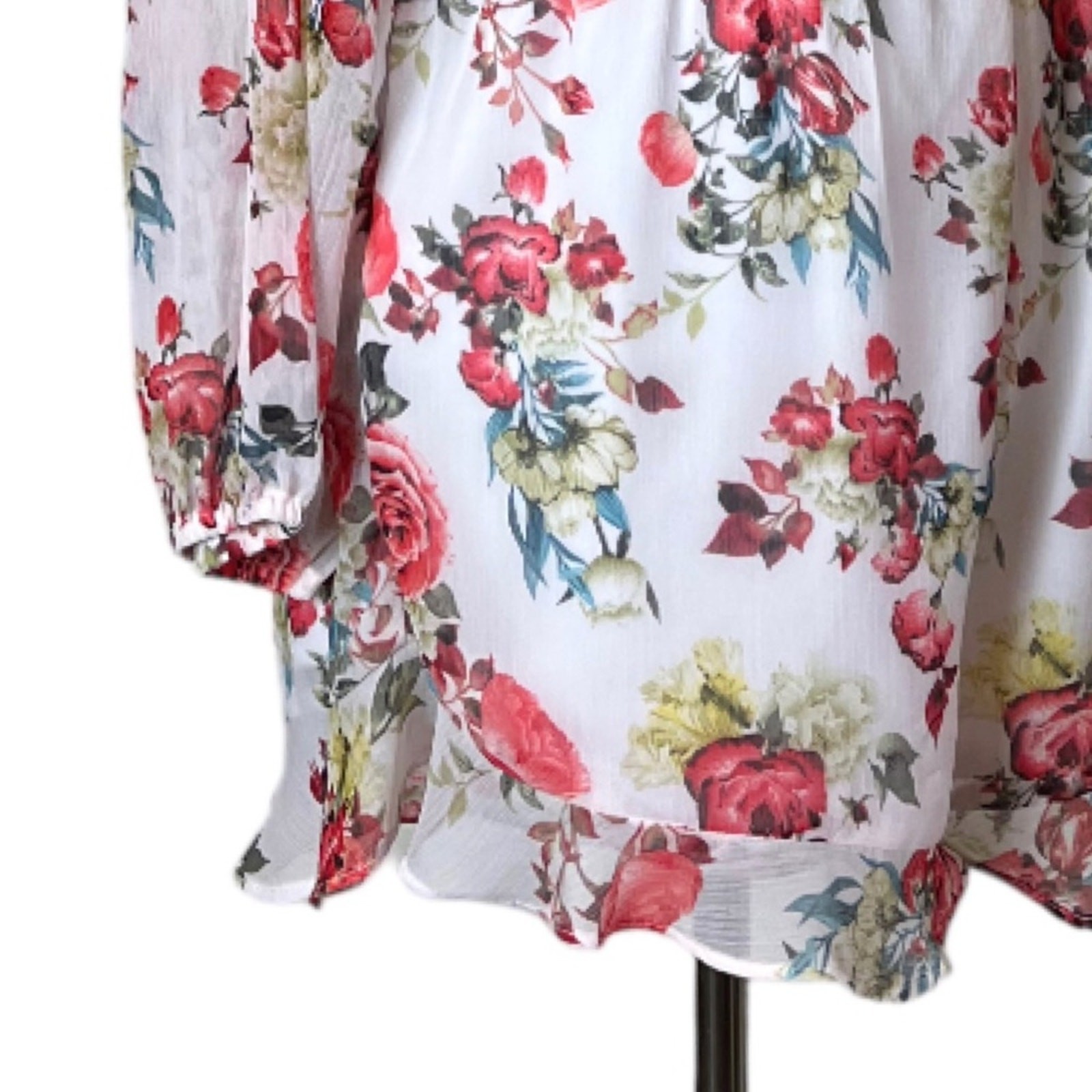 Disney Beauty & the Beast Romper Long Sleeve V-neck Chiffon Floral Women’s Large
