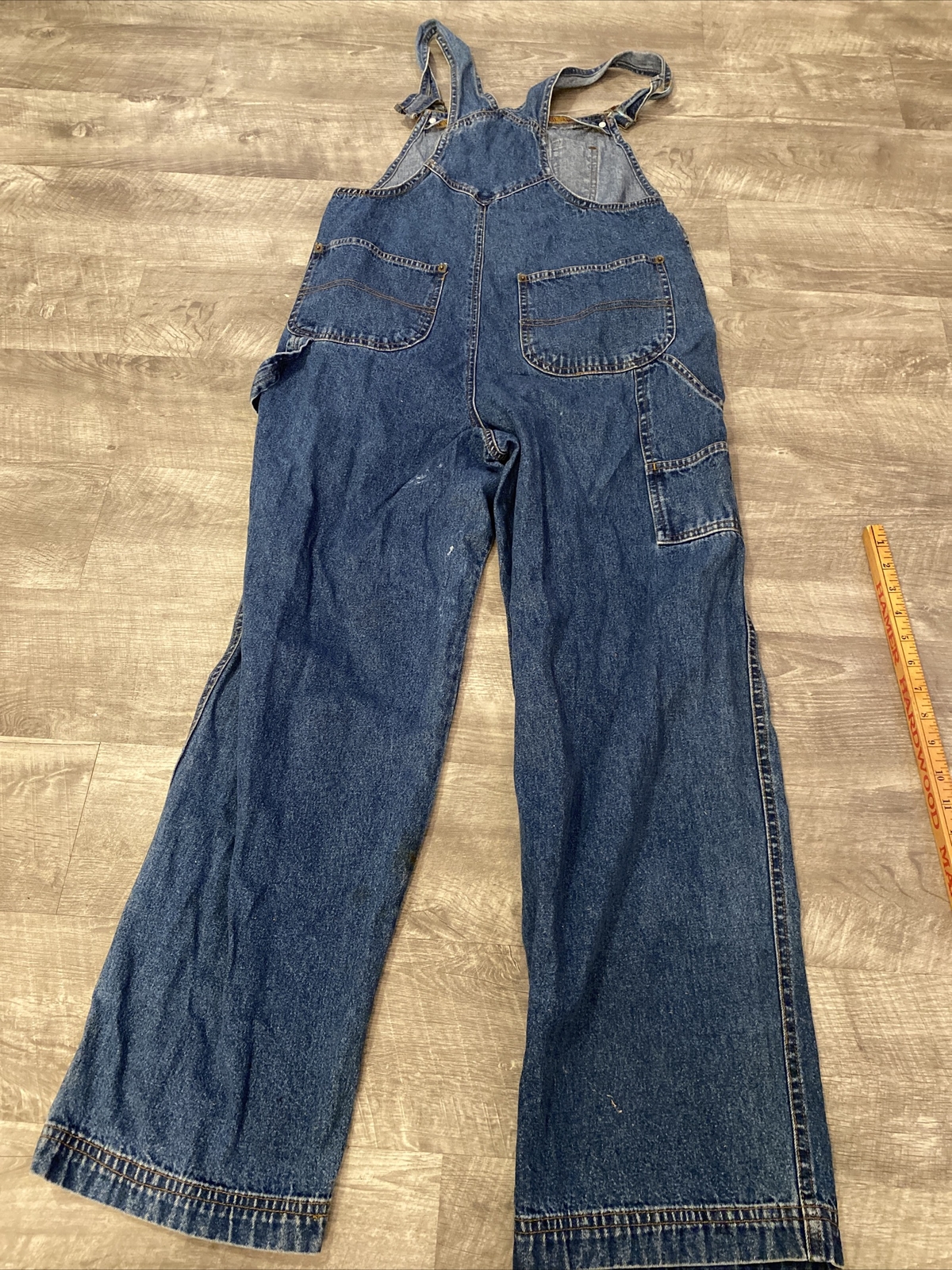 VTG Winnie The Pooh Hunny Size Medium Blue Jean Denim Overalls Distressed
