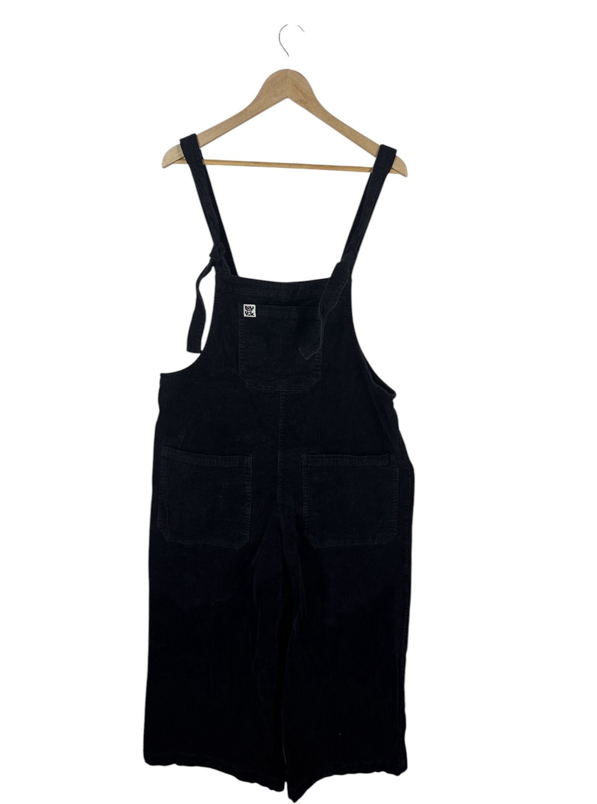 Lucy & Yak Women’s Black Corduroy Overalls Cropped Wide Leg US 12 UK 16