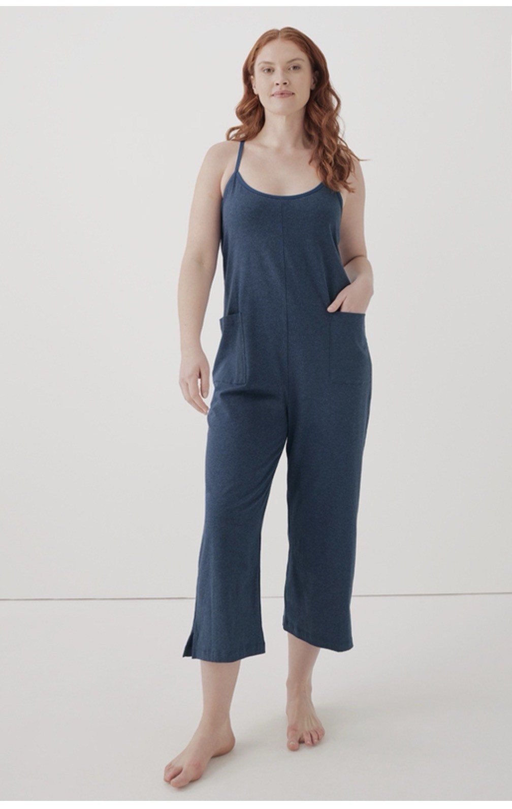 Pact Cool Stretch Lounge Jumpsuit S Blue With Built In Bra
