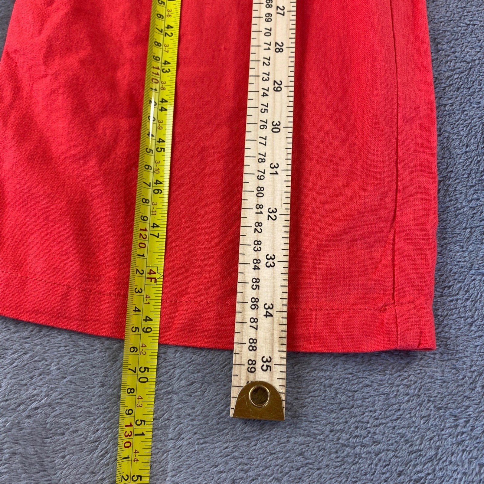 Nicole Miller Jumpsuit Women 8 Red Wide Leg Sleeveless Tie Waist Linen Blend