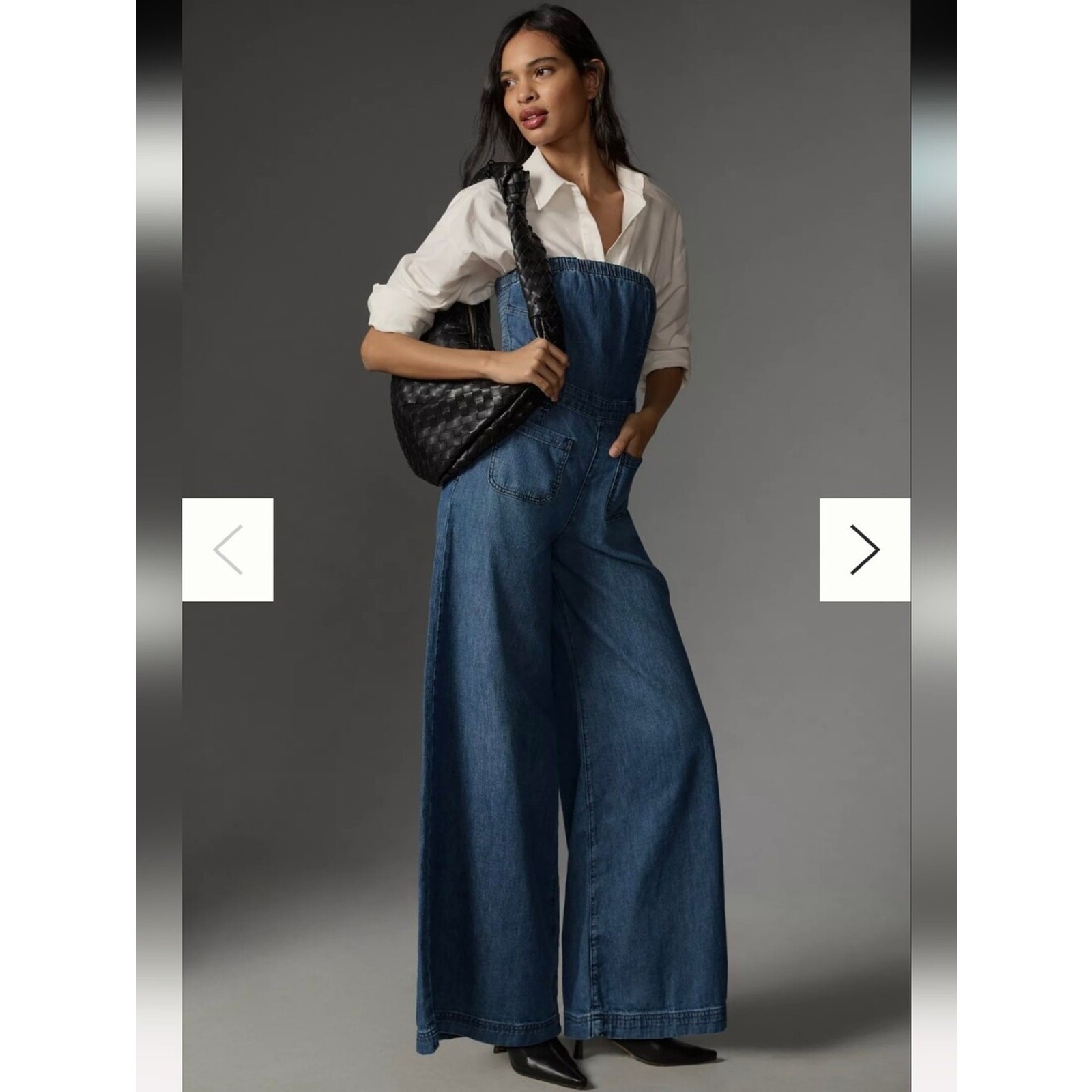 Pilcro Anthropologie The Skipper Strapless Denim Wide-Leg Jumpsuit. Size 12.