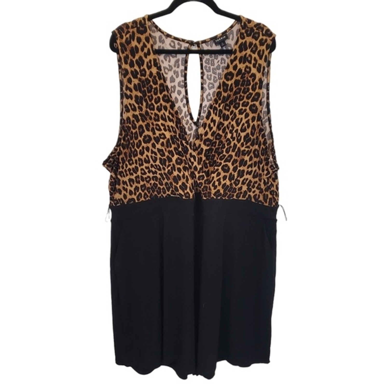 Torrid Size 5 Studio Knit Surplice Leopard Print Black Romper