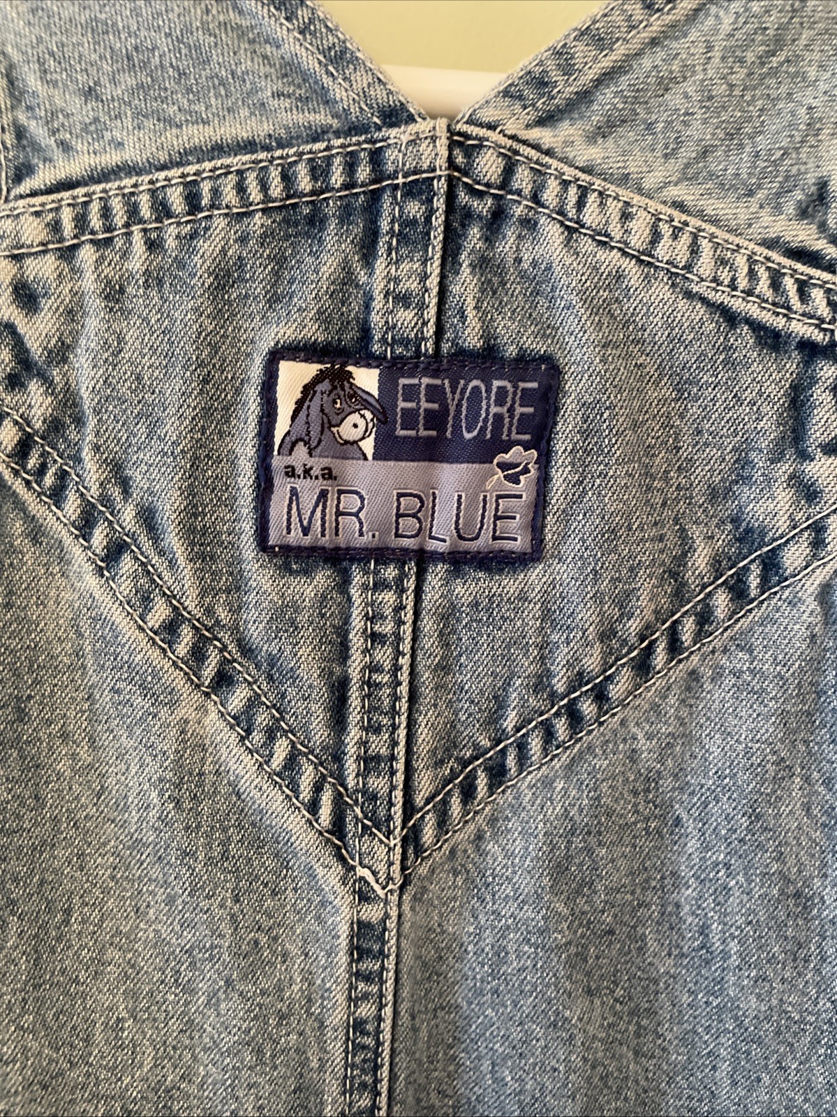 Disney Vintage Winnie The Pooh Retired Eeyore Denim Overalls Womens LG GUC Rare
