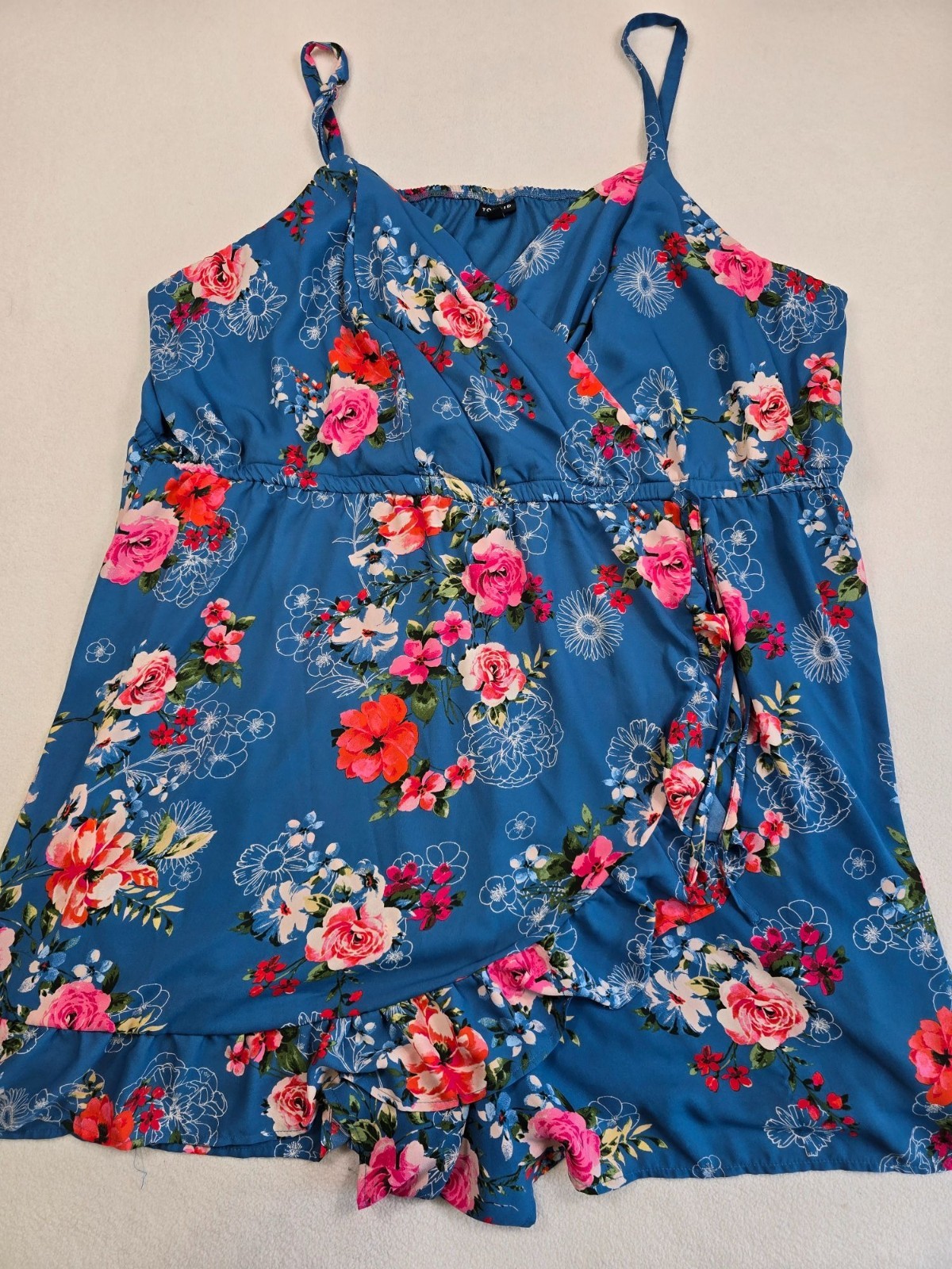 Torrid Floral Print Sleeveless Romper Size 5 Blue 5X 5XL