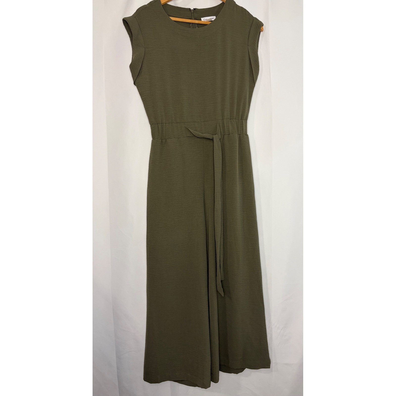 Calvin Klein Olive Wide Leg Jumpsuit Resort Office Business Casual Womens Size 2