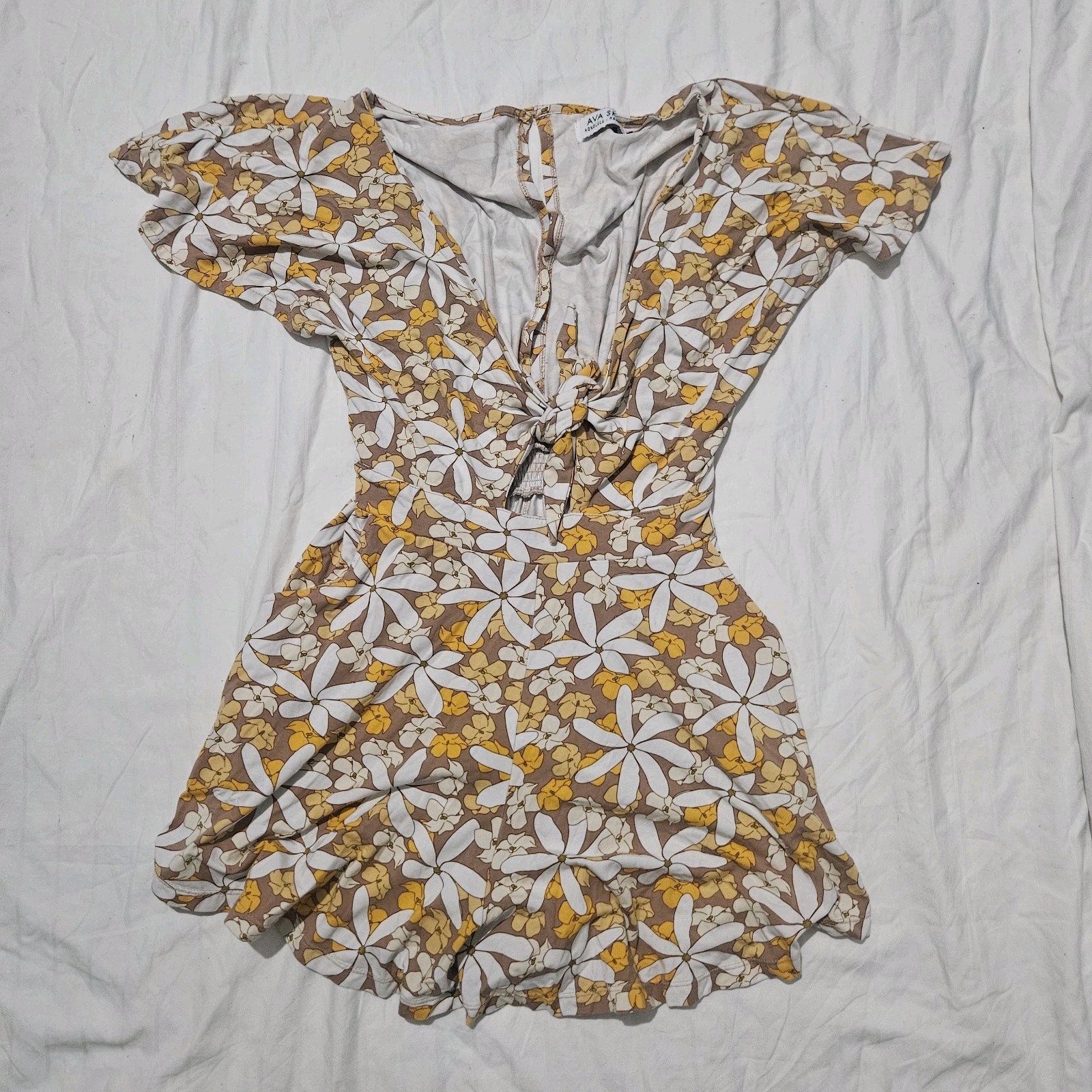 Ava Sky Honolulu Hawaii Floral Print Shorts Romper Dress Size Xsmall