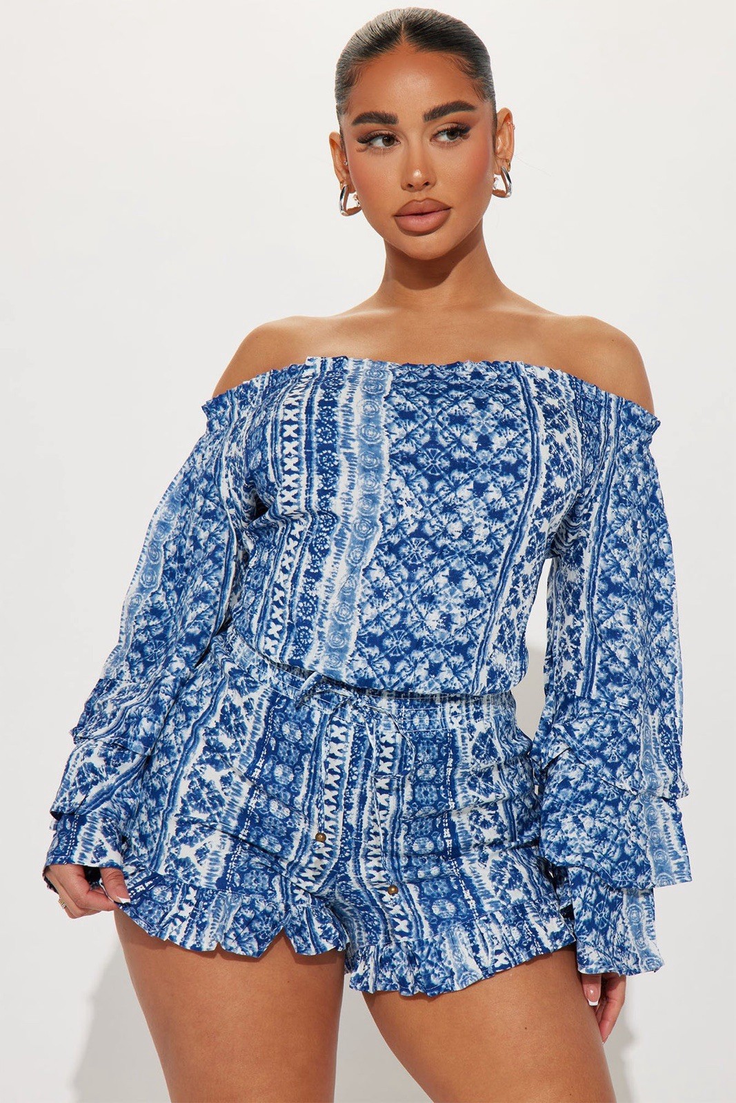 Fashion Nova Festival Romper Off Shoulder Ruffle Bell Sleeve Boho Resortwear 3X