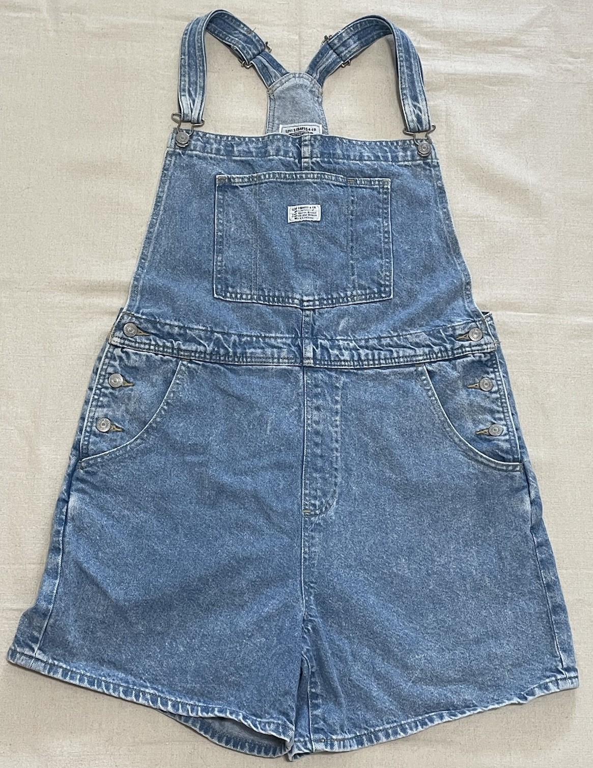 Levi’s Two Horse Brand Denim Bib Shortalls Women XL Blue 100% Cotton Garden