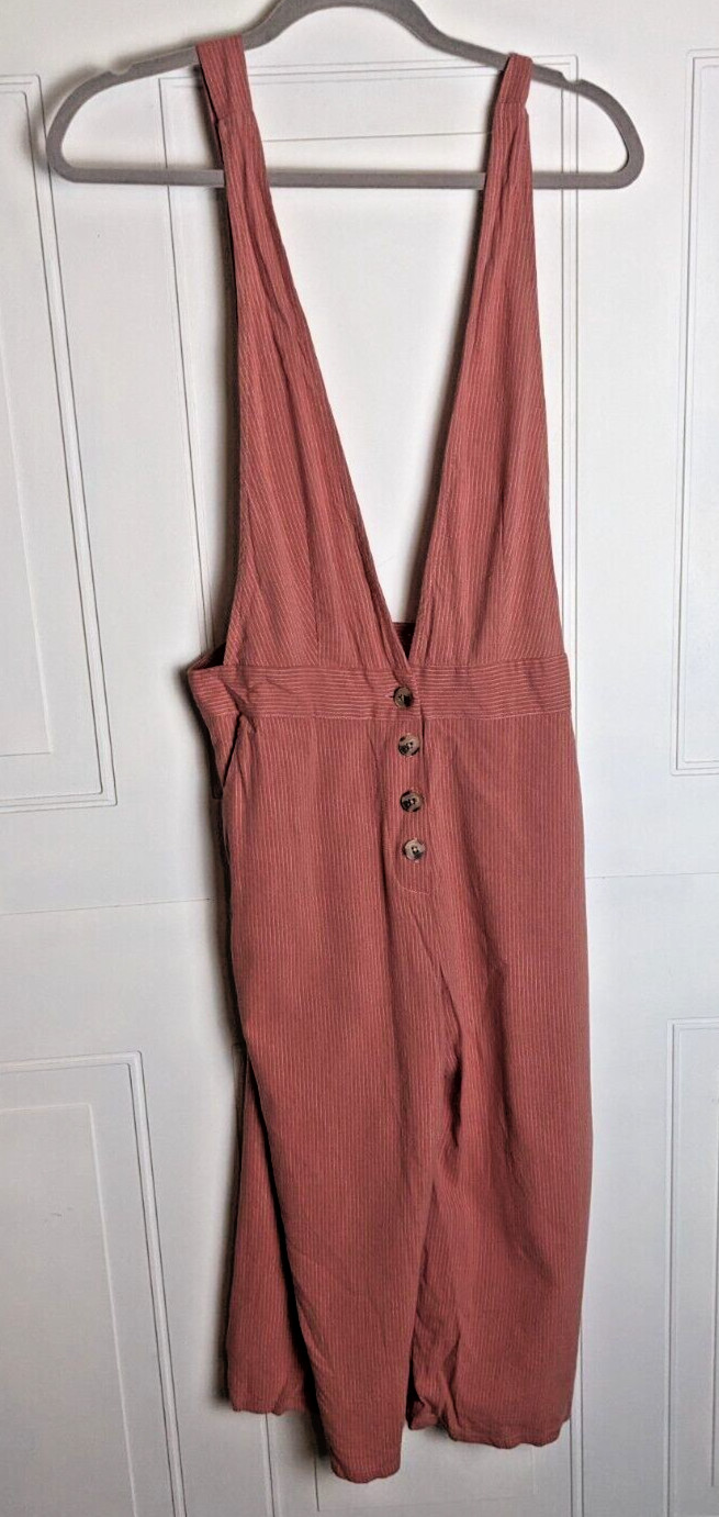 One Clothing pink striped overalls romper size large shorts sleeveless