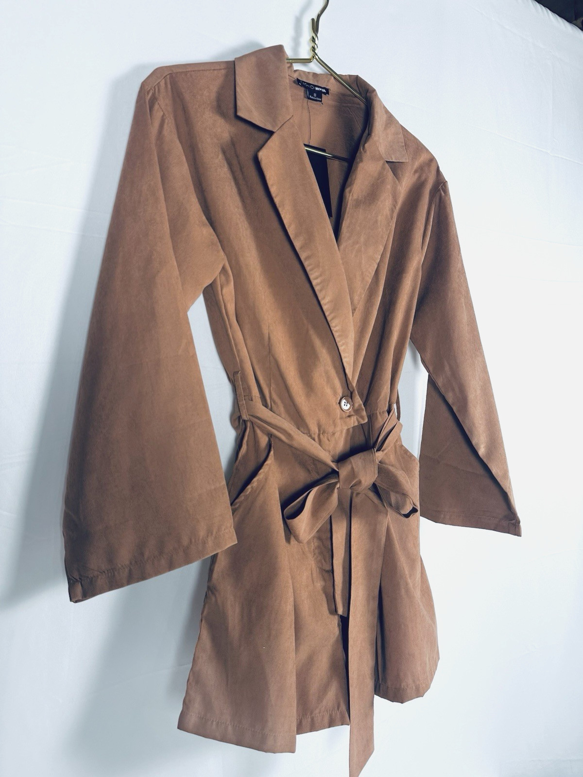 Fashion Nova Rust Utility Blazer Romper Tie Waist Roll-Tab Sleeves Size S NWT