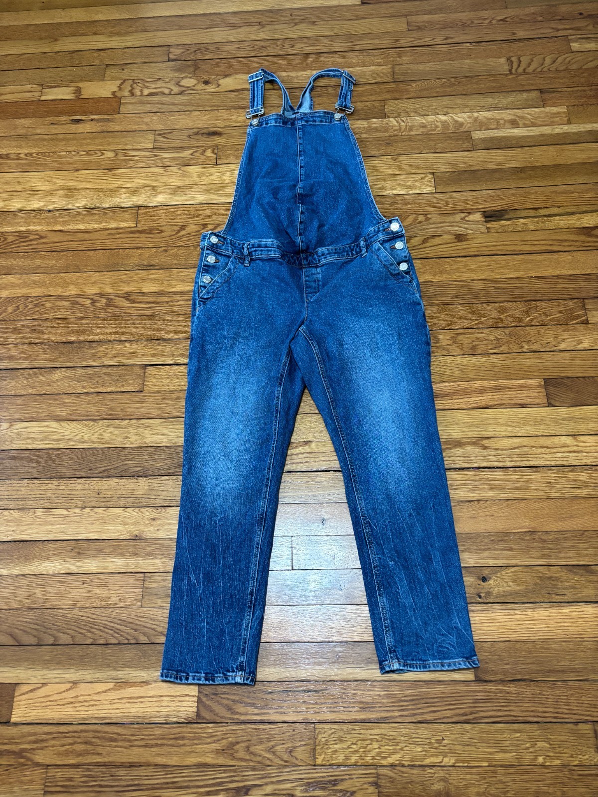 GAP Maternity Women’s Medium Overalls Blue Denim Bib Overall Pants 26″ Inseam
