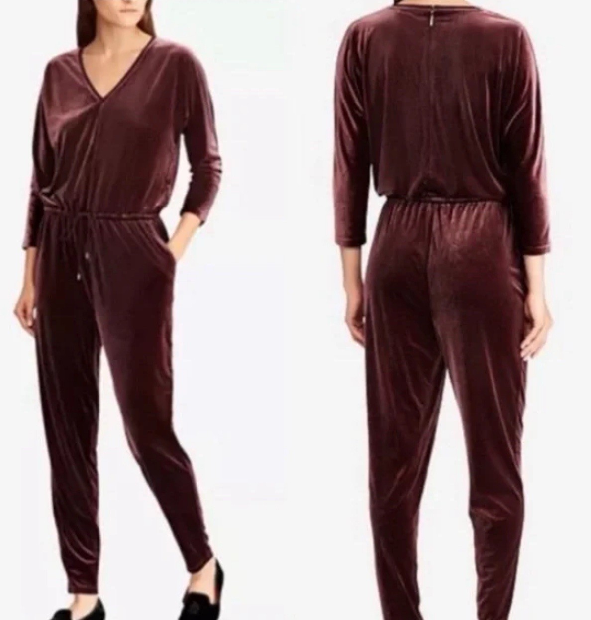 Women’s Ralph Lauren Velvet One Piece Red Size L V-neck Lounge Christmas Cozy