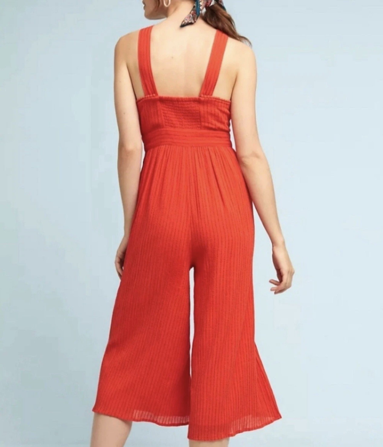 Anthropologie Maeve Proust wide leg twist top halter bohemian jumpsuit size 8