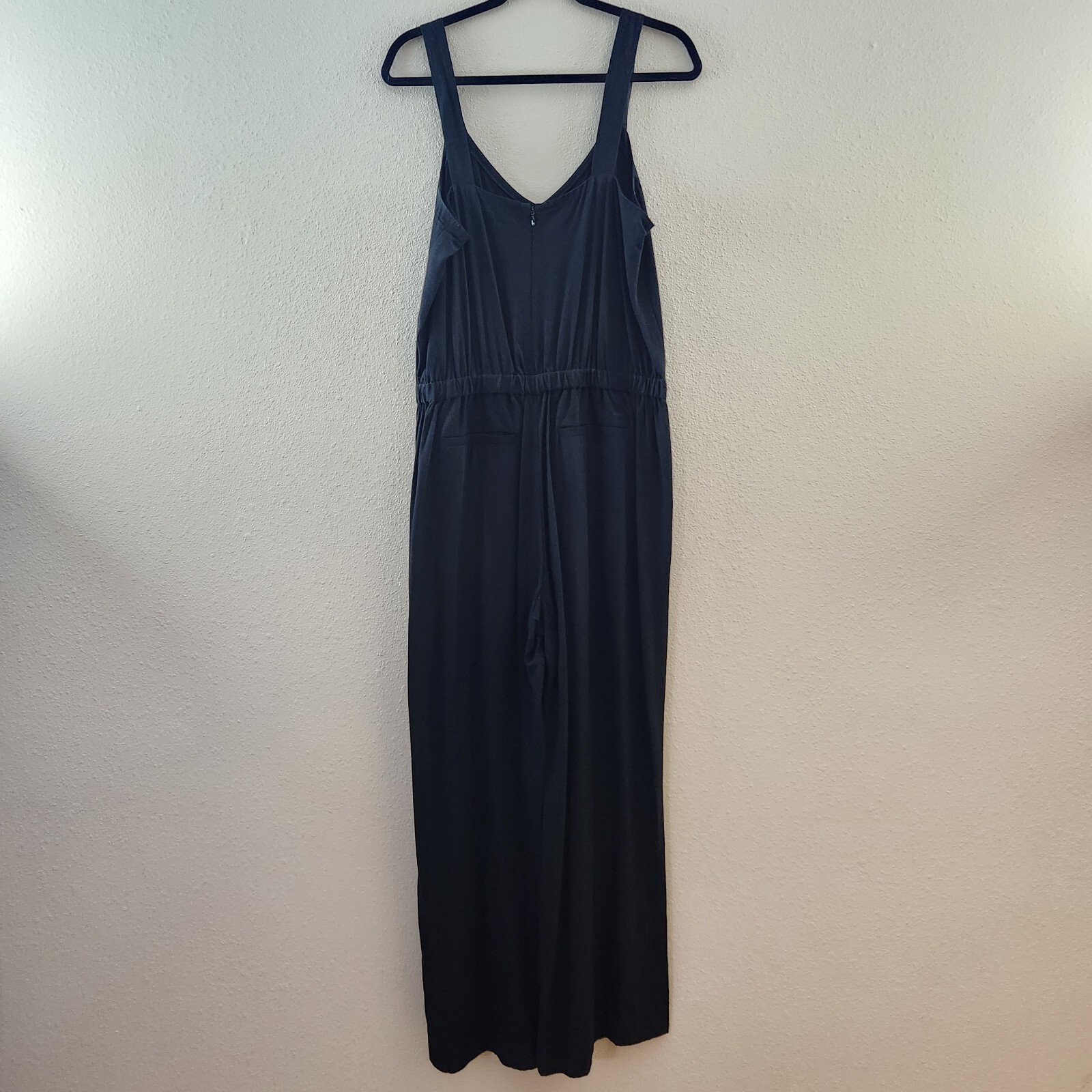 Madewell Size Medium Black Sleeveless Wide Leg Minimalist Jumpsuit Wide Straps