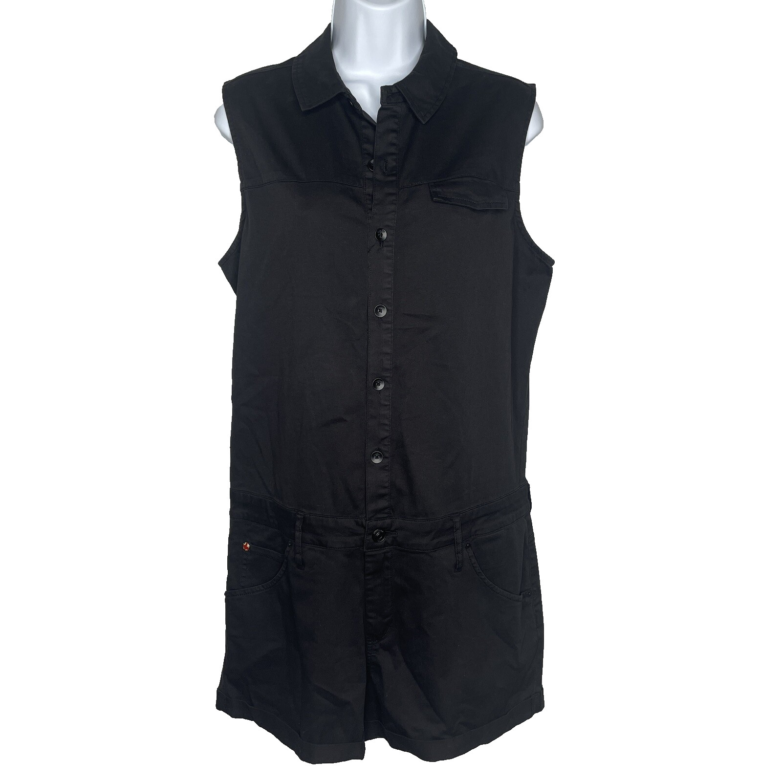 Hudson Jeans Harmony Mechanic Shorts Romper Playsuit Size M Black Sleeveless