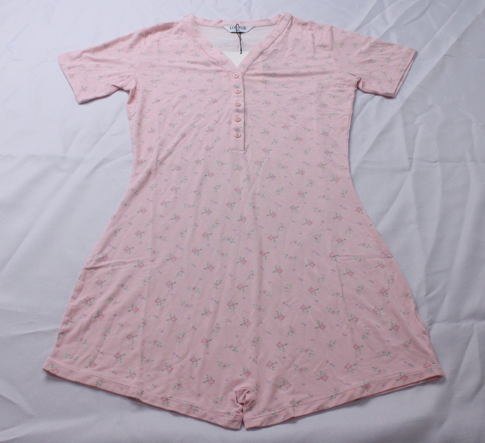 Lounge Women’s Short Sleeve Modal Fitted Romper AC2 Pink Floral Size: 2XL NWT