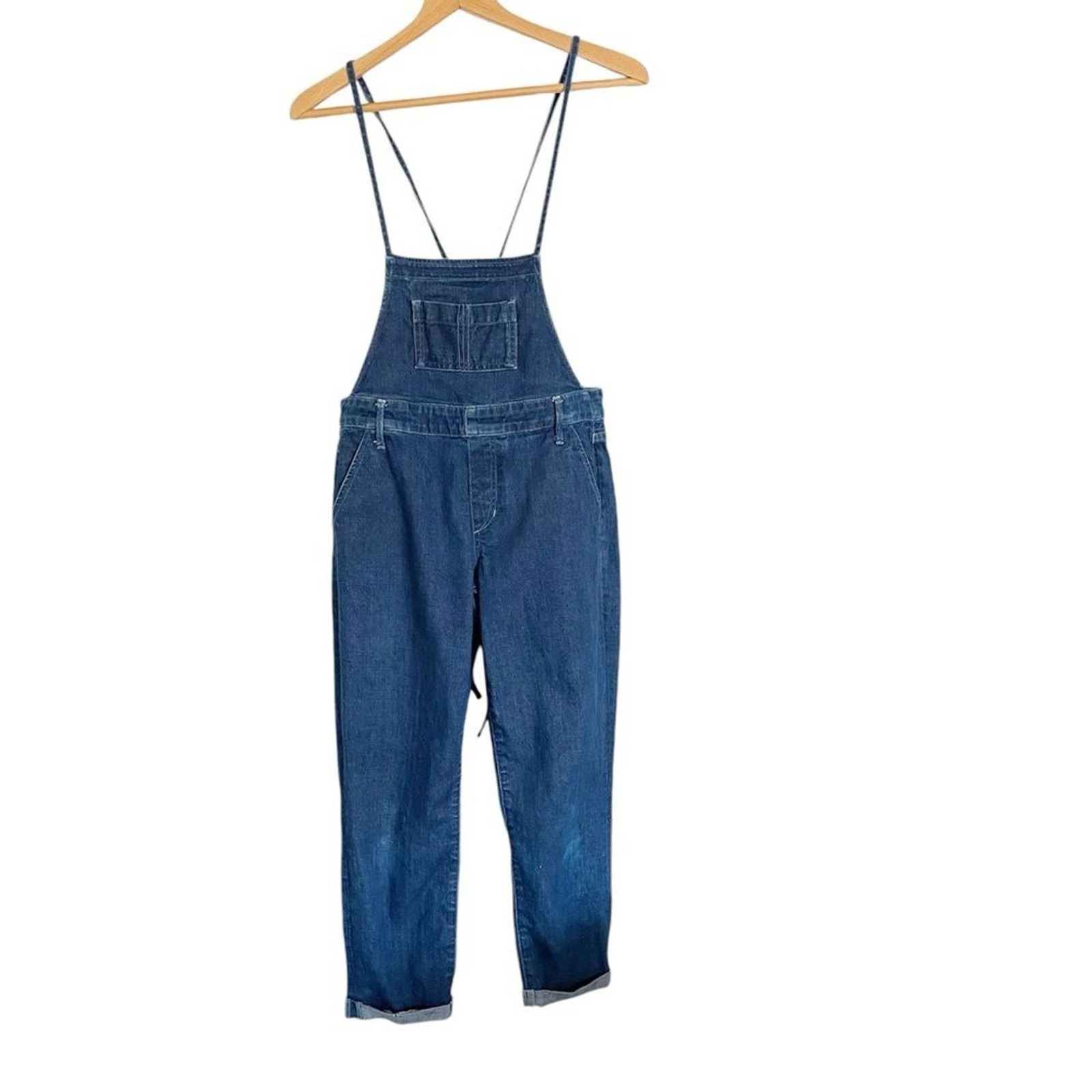 Joe’s Jeans womens Blue Denim Maire Bib Strappy Tie Back Cuffed Overall size 27
