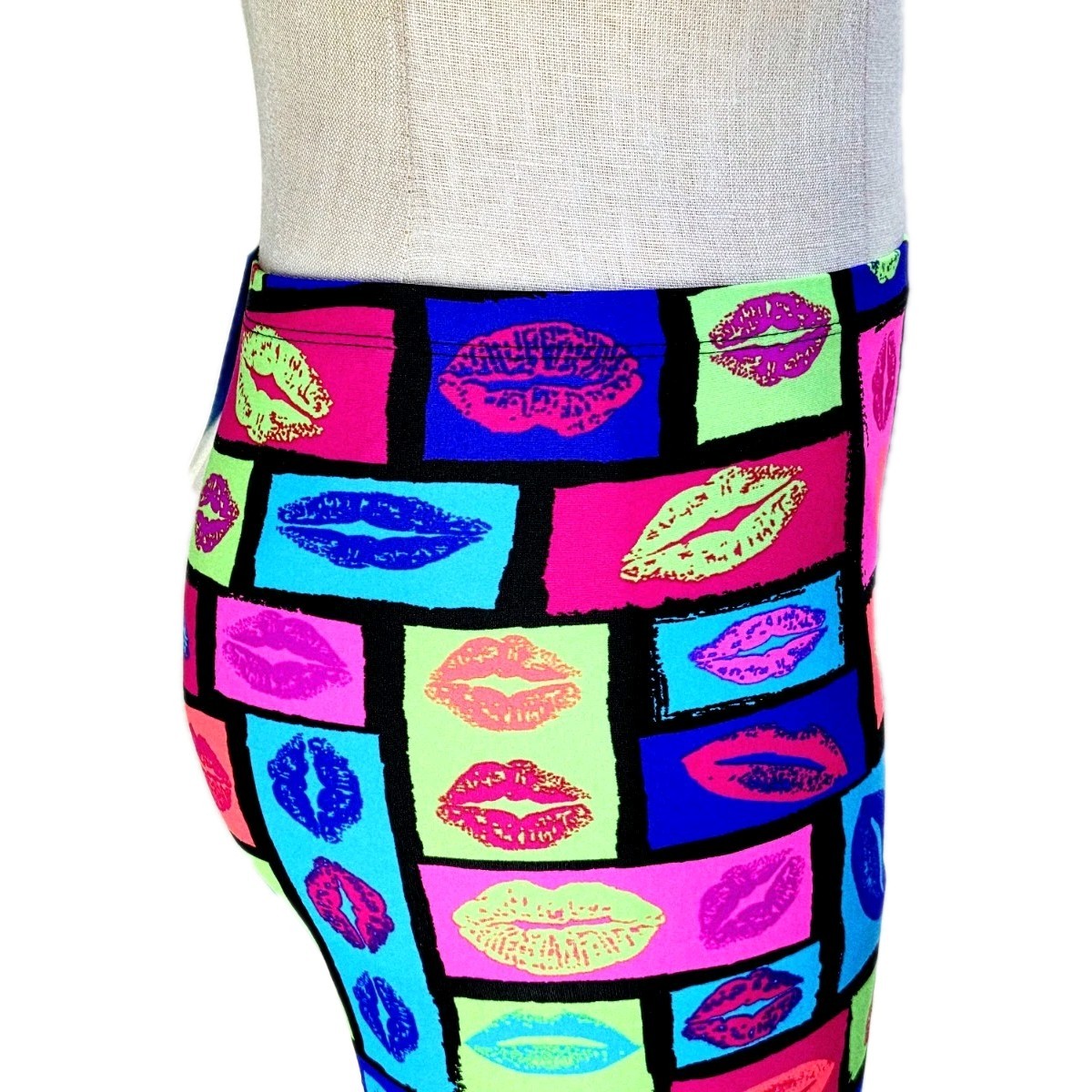 80s Retro Neon Kiss Fashionista Dance Legging Sport Bra Set Women’s M Funky Diva