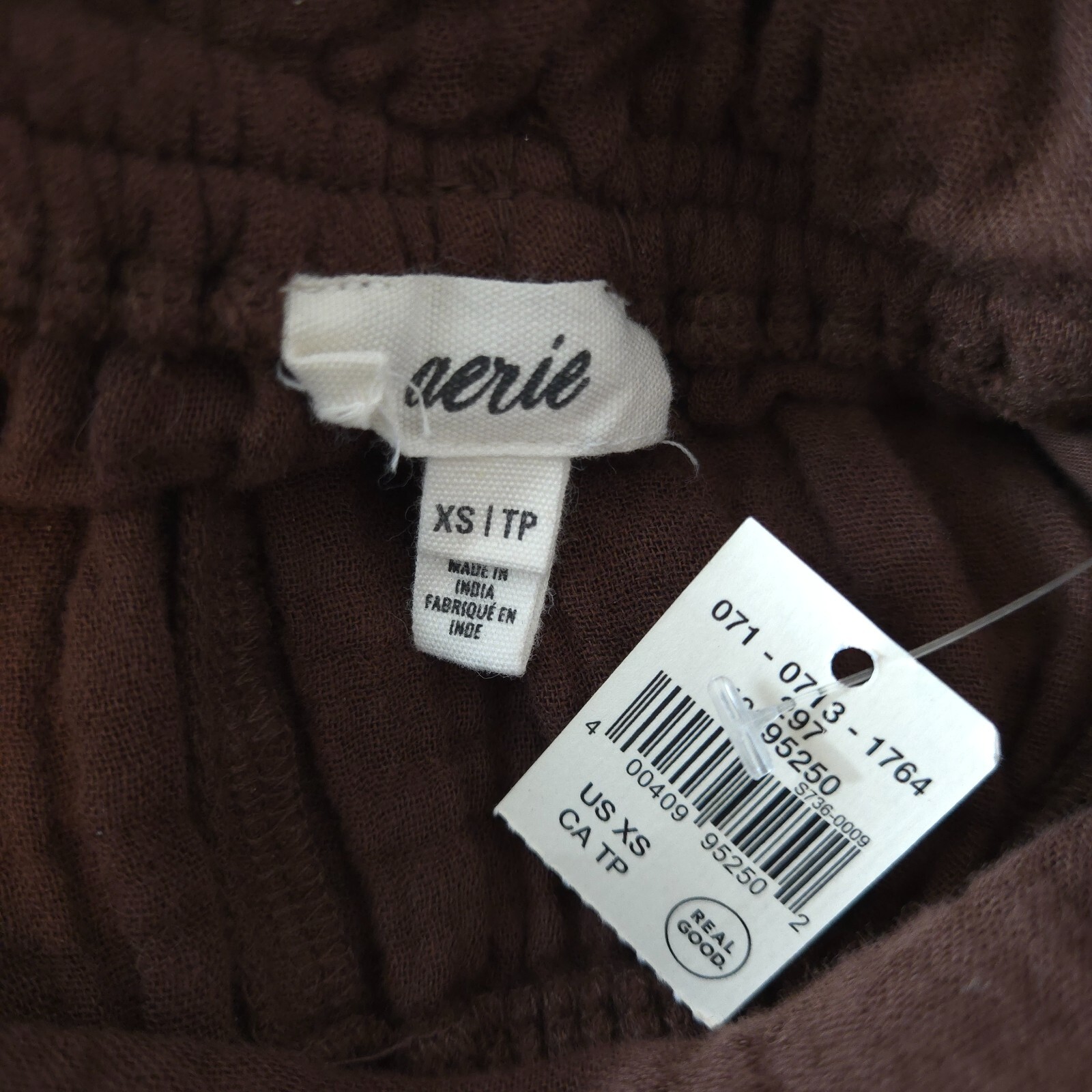 Aerie Women’s Brown Gauzy Halter Jumpsuit Lightweight Cotton Pockets Size XS