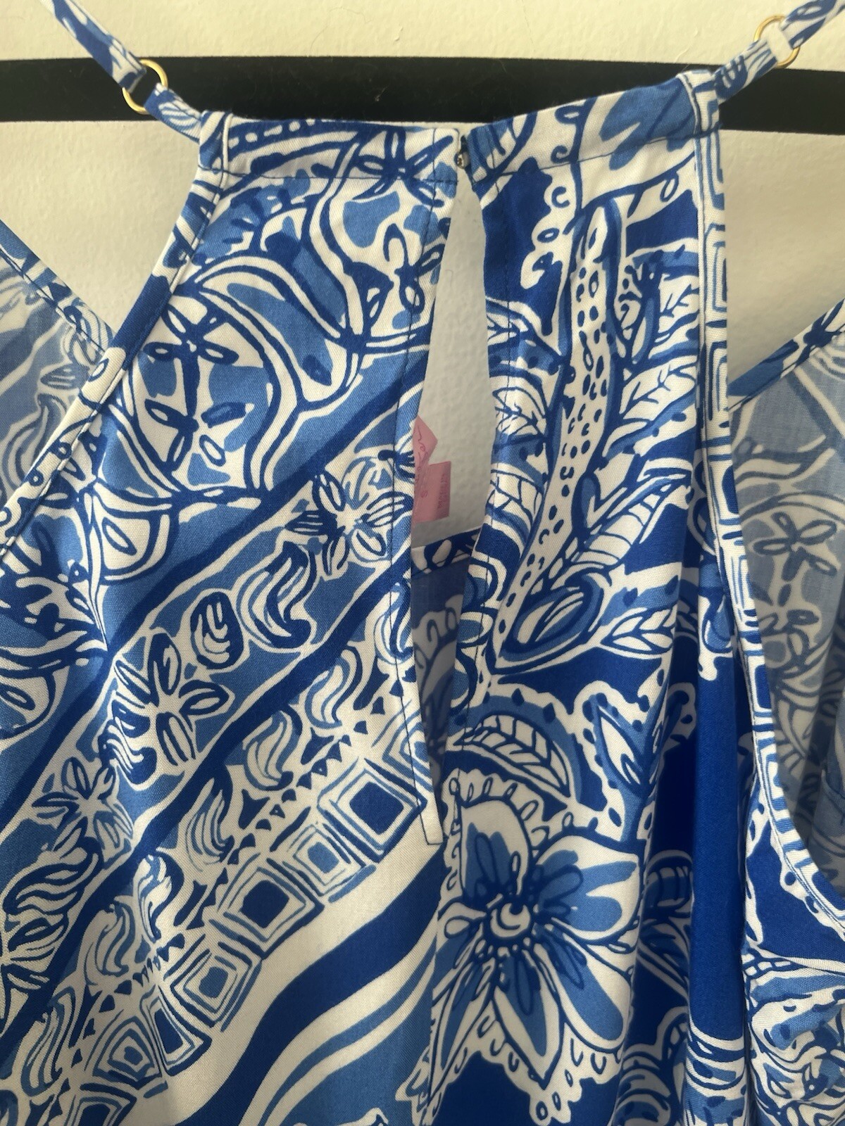 Lilly Pulitzer Size S Royal Blue & White Floral Print Romper W/Adjustable Straps