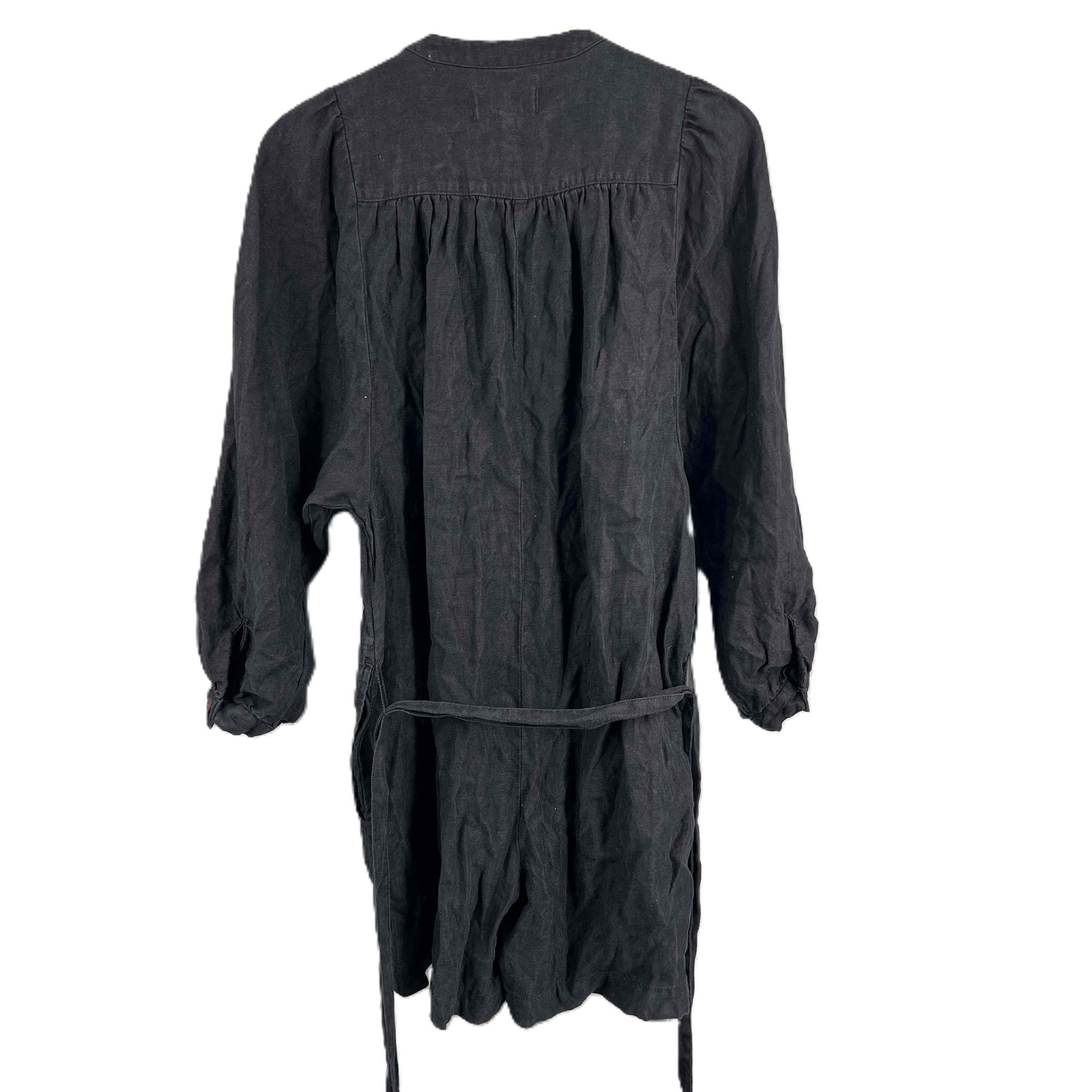 Alex Mill Linen Romper Black Long Sleeve Relaxed Fit Button Front Size XS
