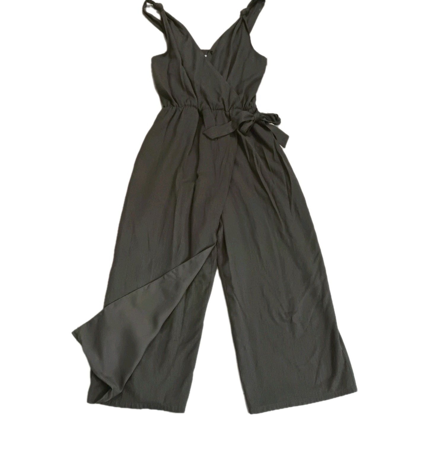 Greylin Anthropologie Jumpsuit Womens XS Dark Green Sleeveless Wrap Wide Leg Tie