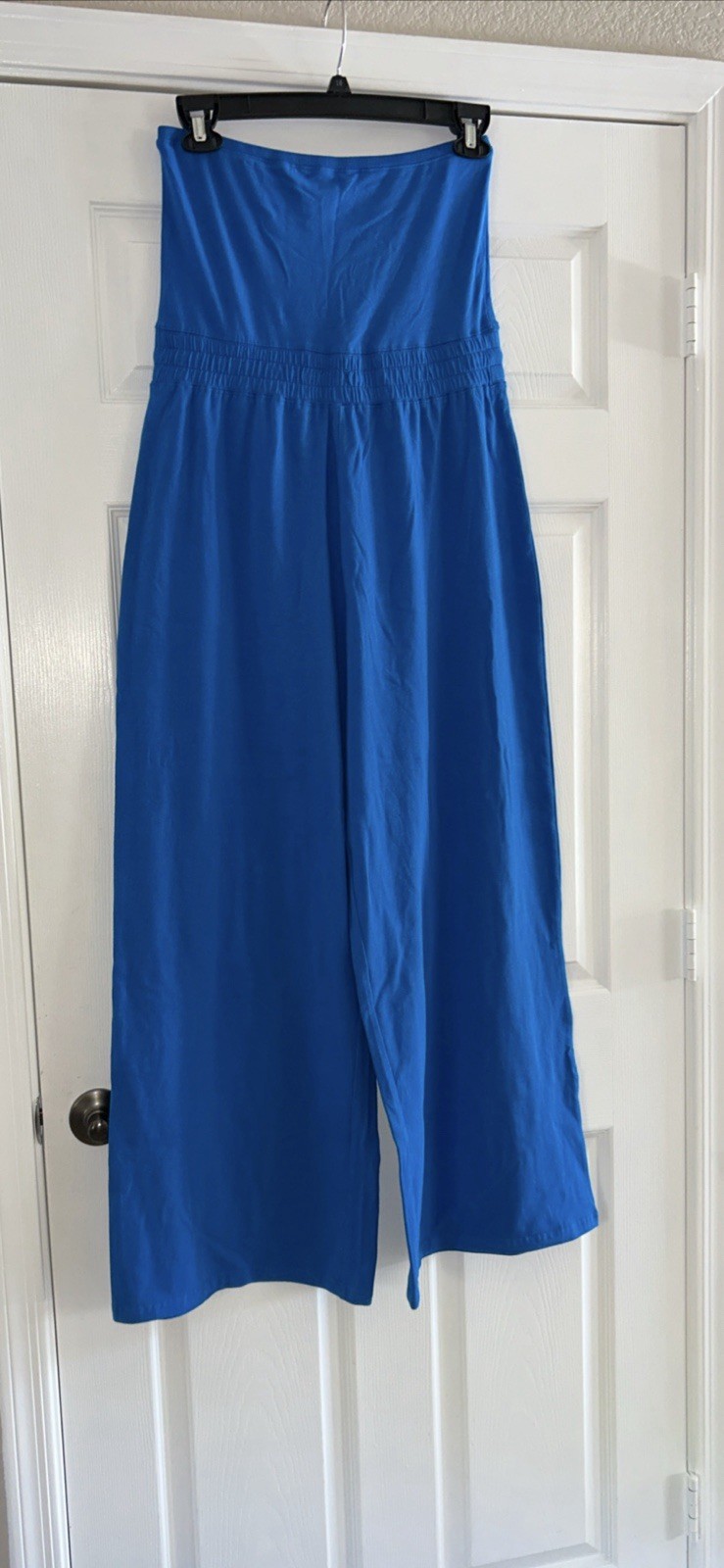 Zenana Blue Tube Top Jumpsuit Adjustable Waist Size Large