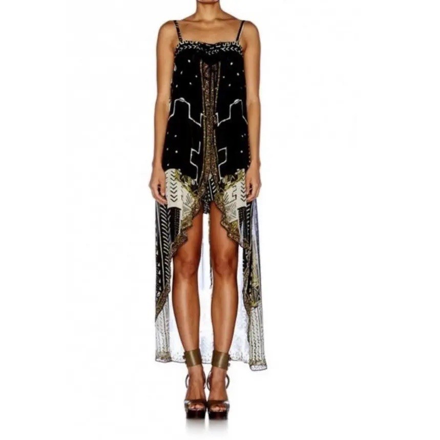 Camilla Mali Mud Story Tie Detail Overlay Playsuit Medium AU/UK 12-14 US 8-10