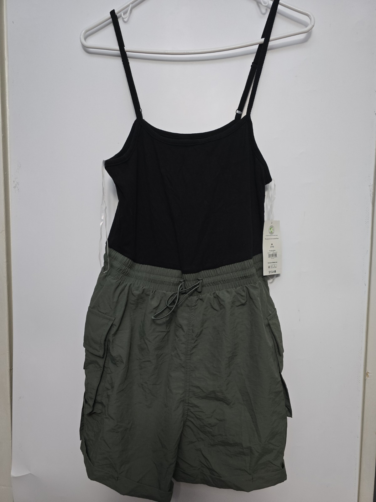 No Boundaries Juniors Tank Cargo Romper Size M 7-9 Black