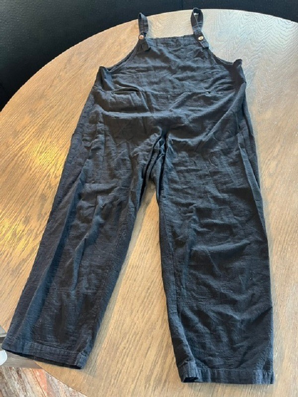 NO LABEL BLACK SOLID ONE PIECE OVERALL POLY POCKETS Women’s SZ XL GENTLY WORN