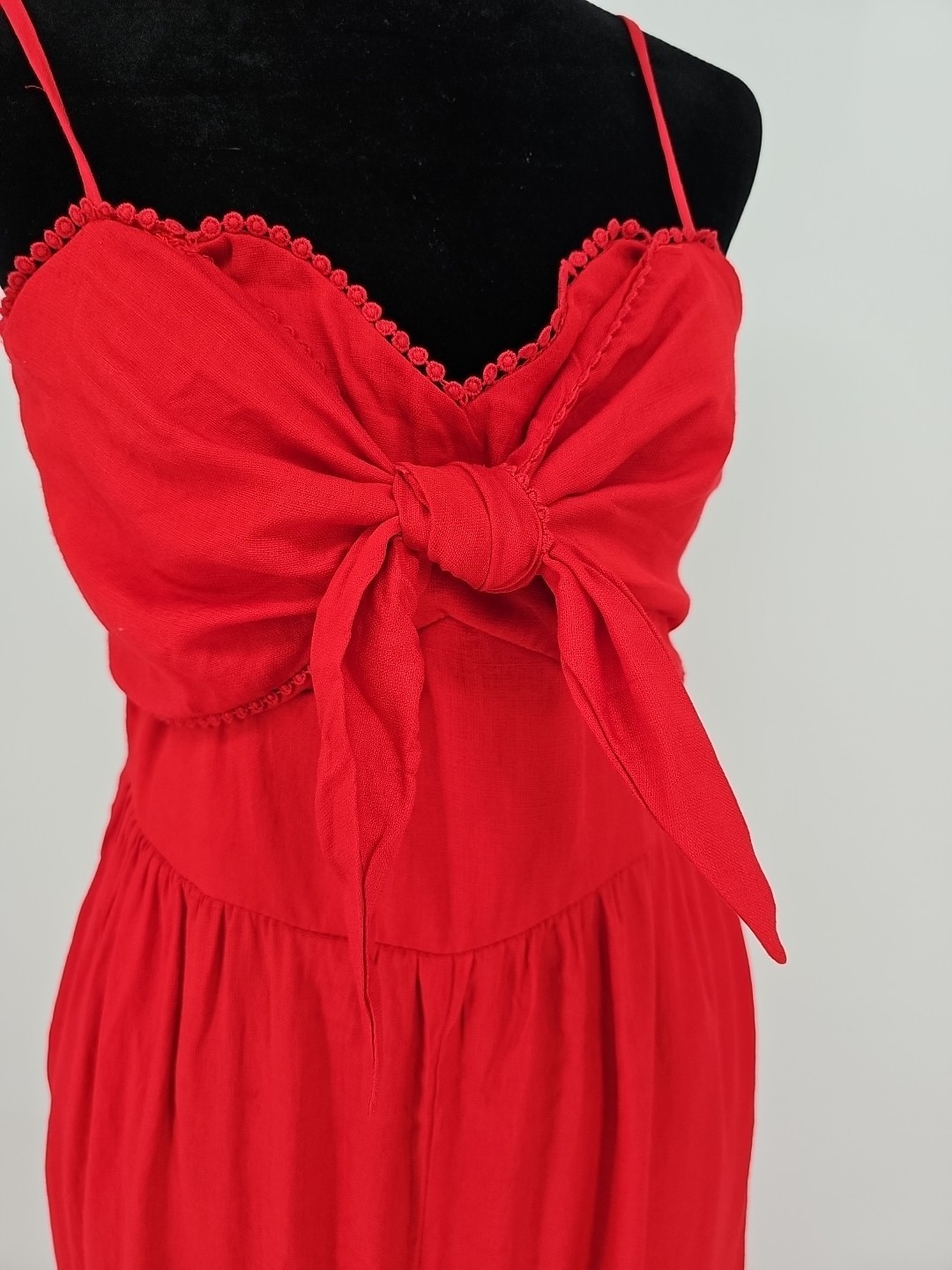 Audrey Parks Francesca’s Jumpsuit Medium Red Tie Front Wide Leg