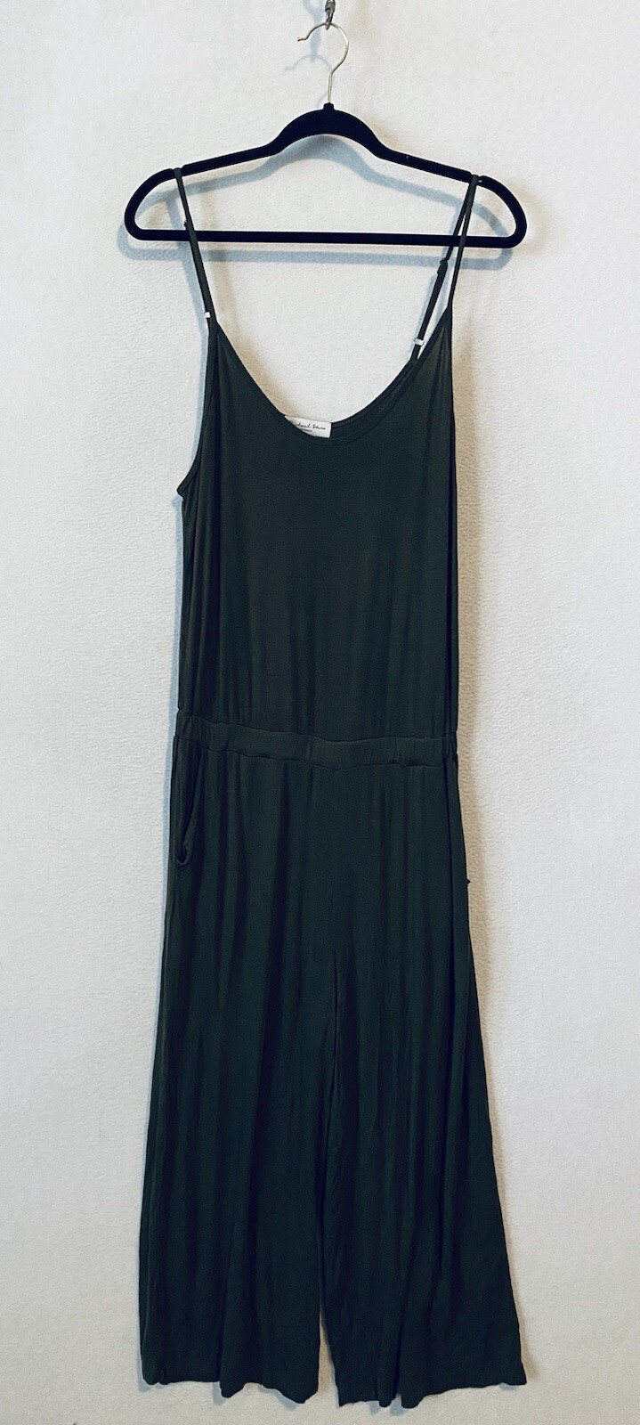 Michael Stars Jumpsuit Womens Medium Olive Green Cami Scoop Neck Wide Leg Boho