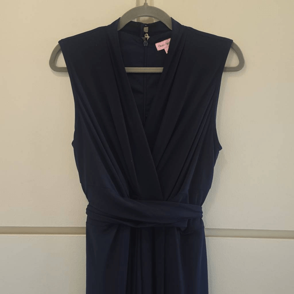 Phase Eight Roxanne Navy Wide LegbJumpsuit,V- Neck,Slvls, Wrap Belt, NWOT, Sz 18