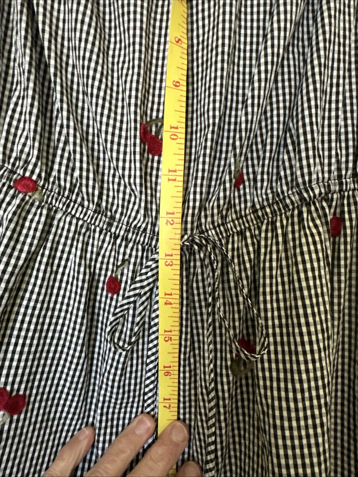 VTG Amazing Cherry Embroidered Jumpsuit Wide Leg 12” Tie Sz M On/off Shoulder