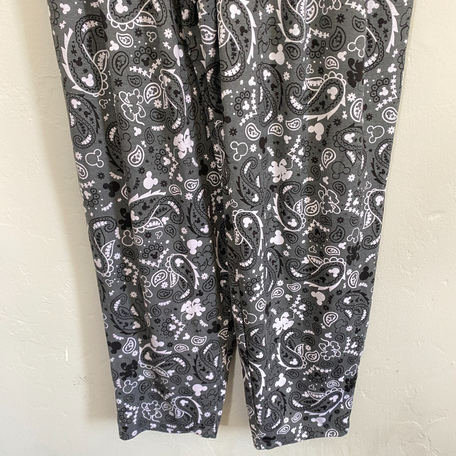 Disney Paisley Jumpsuit Women Size Medium Gray White Mickey Mouse