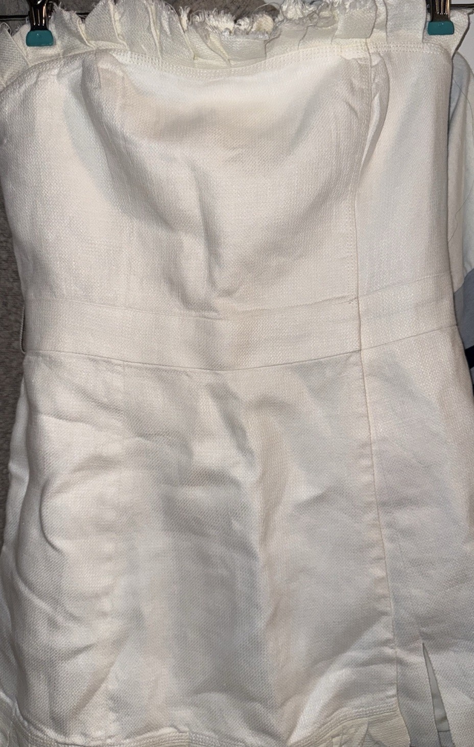 ALEXIS Women’s Strapless Linen ROMPER White Sz M Upscale ResortWear Weddings