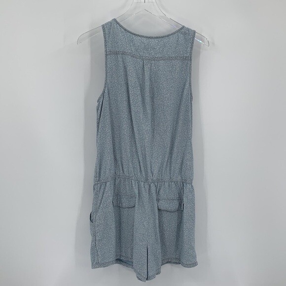 AG Liberty Emma sleeveless cotton shorts romper chambray blue floral Large