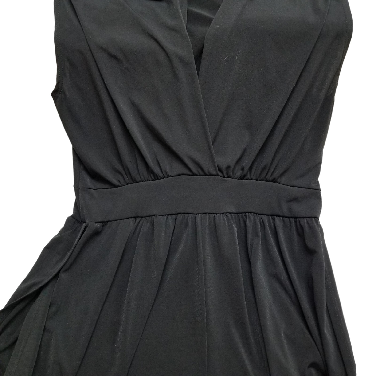 FASHION LOVE Plunge V-Neck Sleeveless Full Side Slit Palazzo Jumpsuit 1X Black
