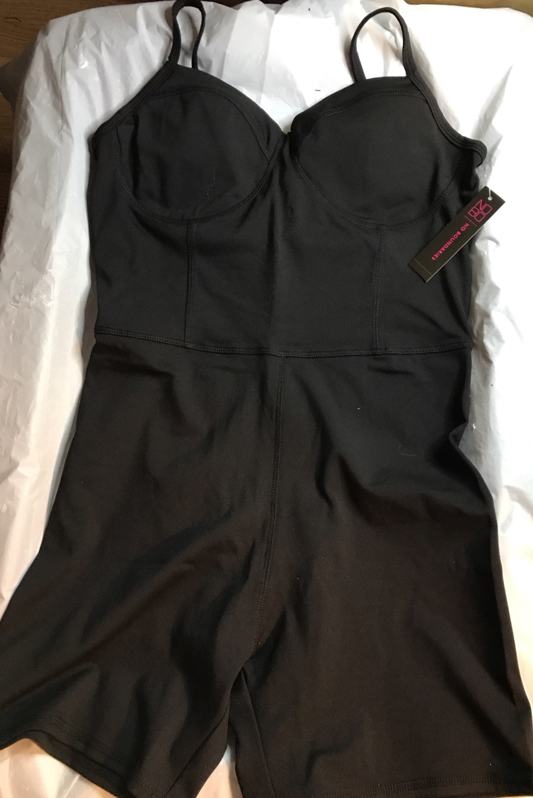 No Boundaries Juniors Smocked Waist Romper Black Soot Size L 12-14 NWT